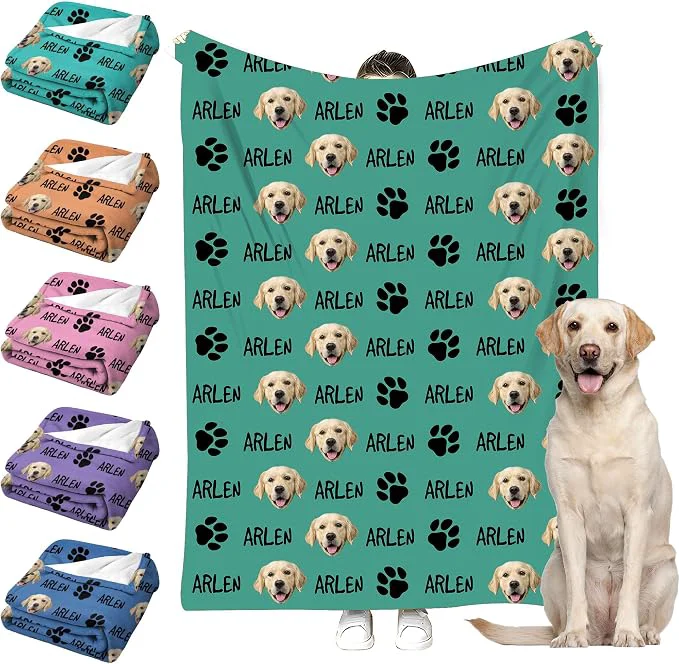 Natural Personalized Paw Print Dog Blanket Consistent