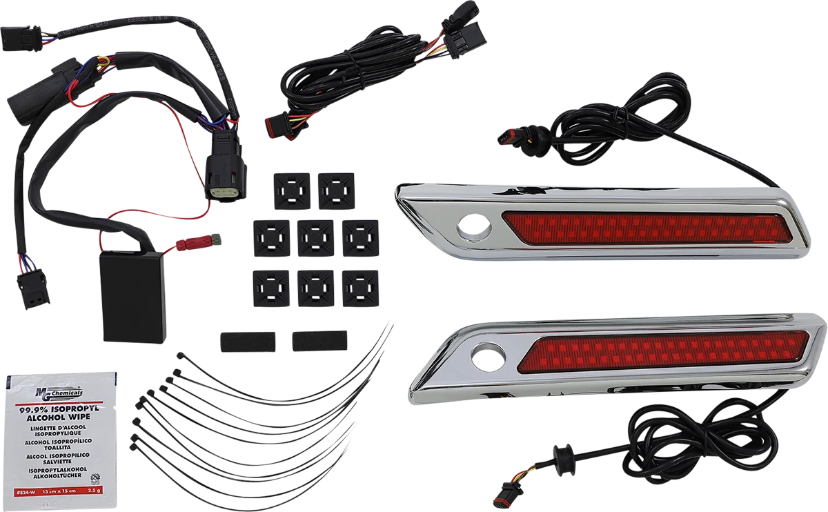 Fine Custom Dynamics Latch Light - Saddlebag - Dual Color - Red - Chrome CD-SBL-DC-RC Elegant