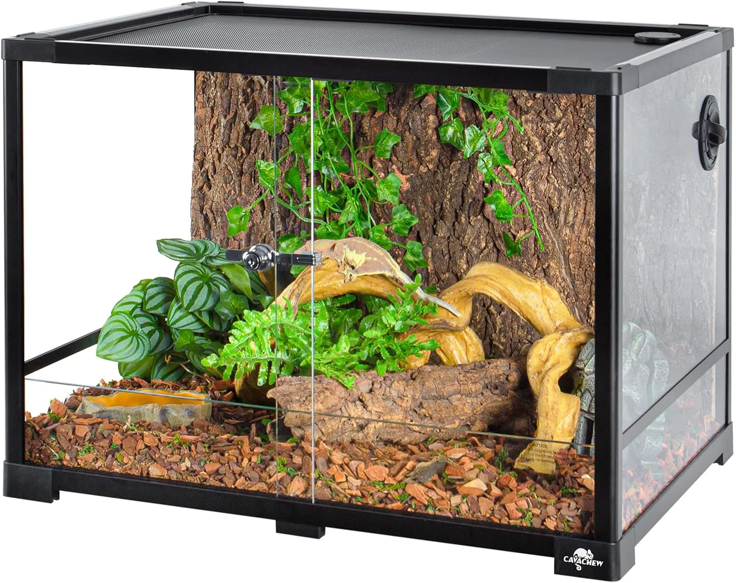 Minimalist 34 Gallon Reptile Tank Glass Reptiles Terrarium 24 x 18 x 18 Sliding Door Top Ventilation Cable Pass Humidify Hole Glass Reptile Cage Habitat for Bearded Dragon Lizard Snake Gecko Sophisticated