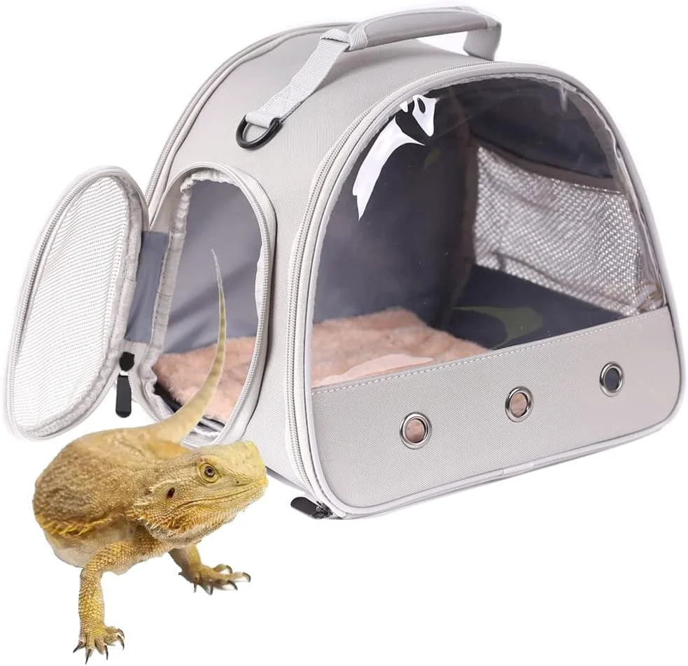Fine Bearded Dragon Carrier Lizards Carrier Small Animal Travel Carrier for Hedgehog Rat Parrot Bird Guinea Pig Portable Guinea Pig Travel Carrier for 2 Grey Prestigious
