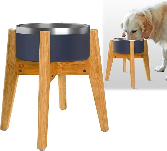 Refined Dog Bowl Stand - I for Large Breeds Adjustable Raises Pet Food Feeders User-Friendly