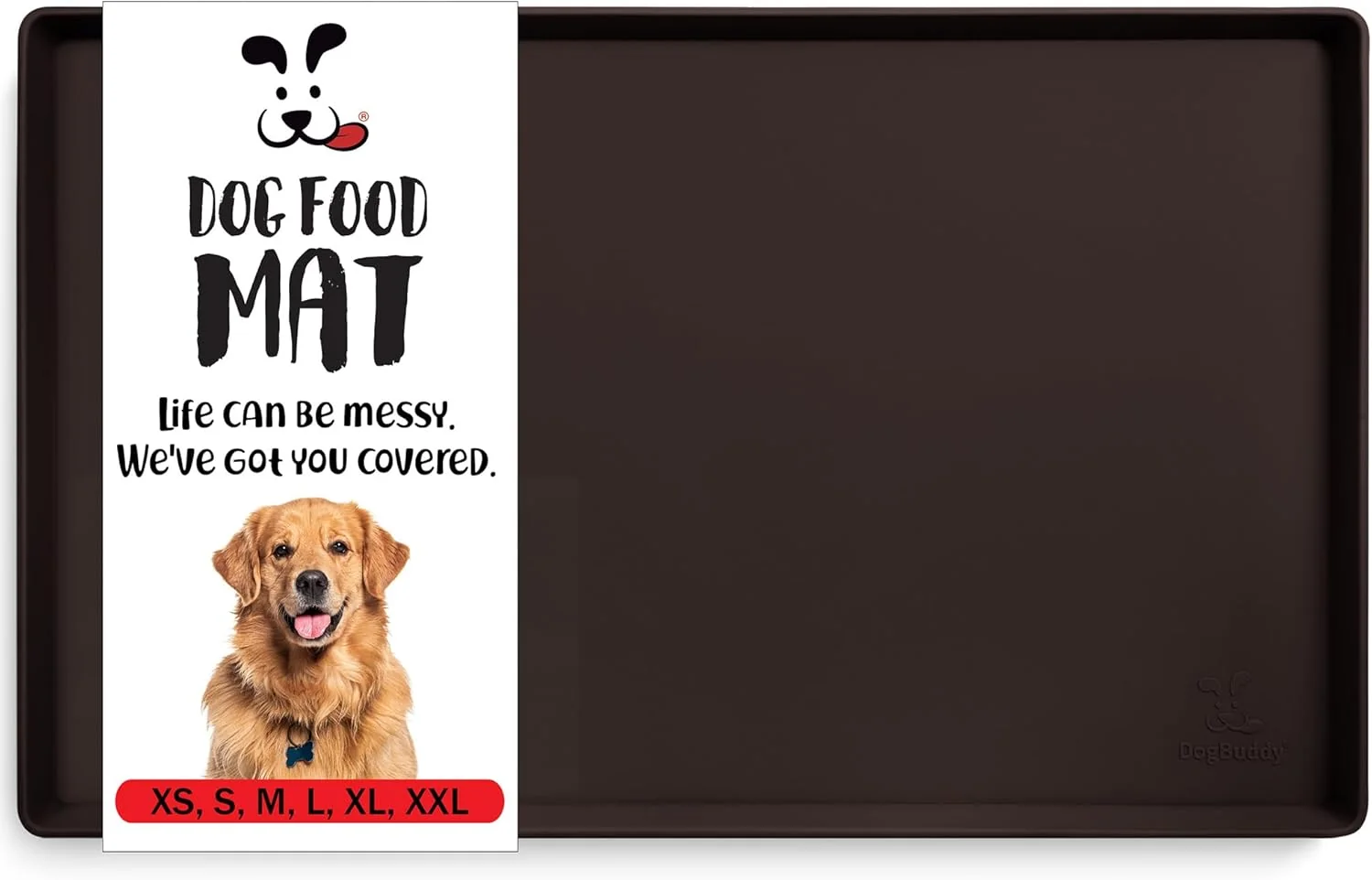 Specialty DogBuddy Dog Food Mat – Waterproof Dog Bowl Mat for Food and Water Silicone Pet Feeding Mats for Floors Non-Slip Placemat with High Edges for Dogs Bowls Puppy Essentials L 24 x 16 Coffee Safe