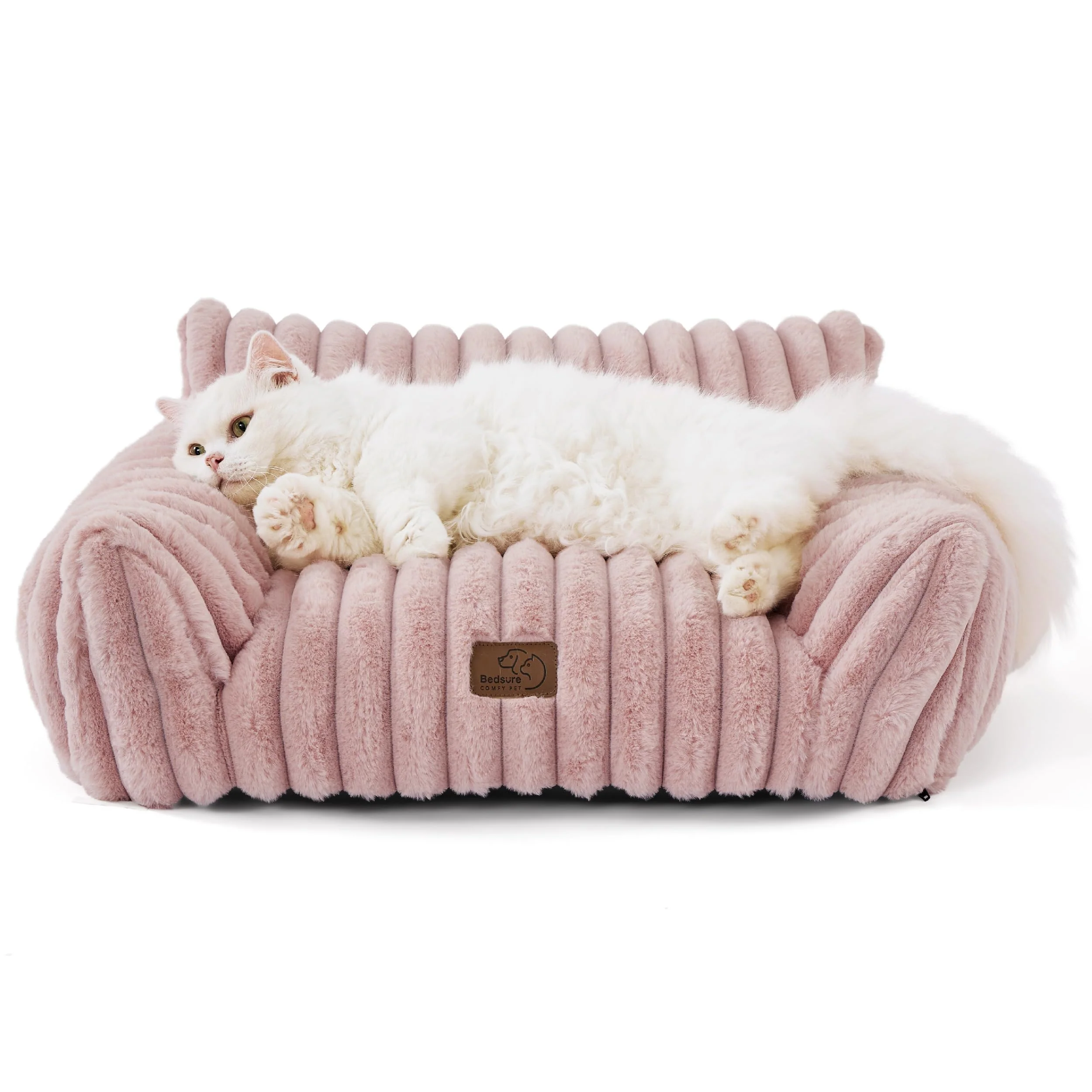 Refined Bedsure Cute Cat Couch for Pets - 24in Blush Pink Cat Sofa with Premium Corduroy Fleece Convenient