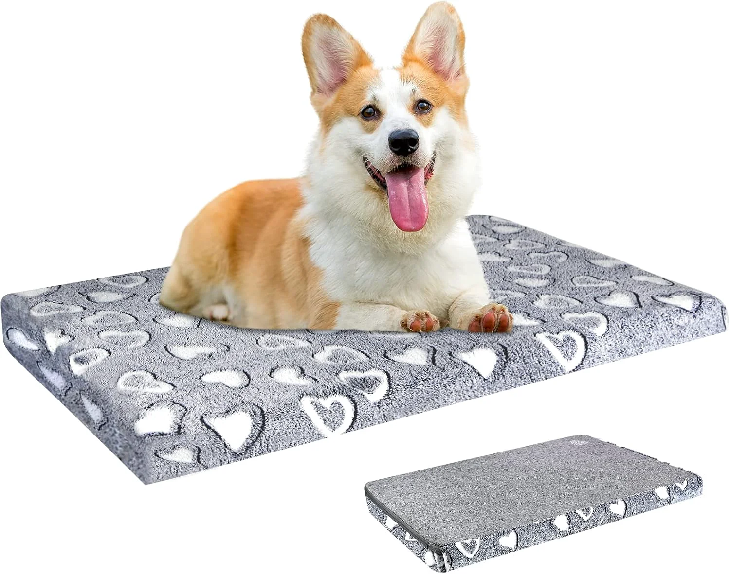 Eco-Friendly VANKEAN Reversible Dog Crate Mat Stylish Bed with Waterproof Linings and Removable Washable Cover Firm Support Pad for Small to XX-Large Dogs Grey Traditional