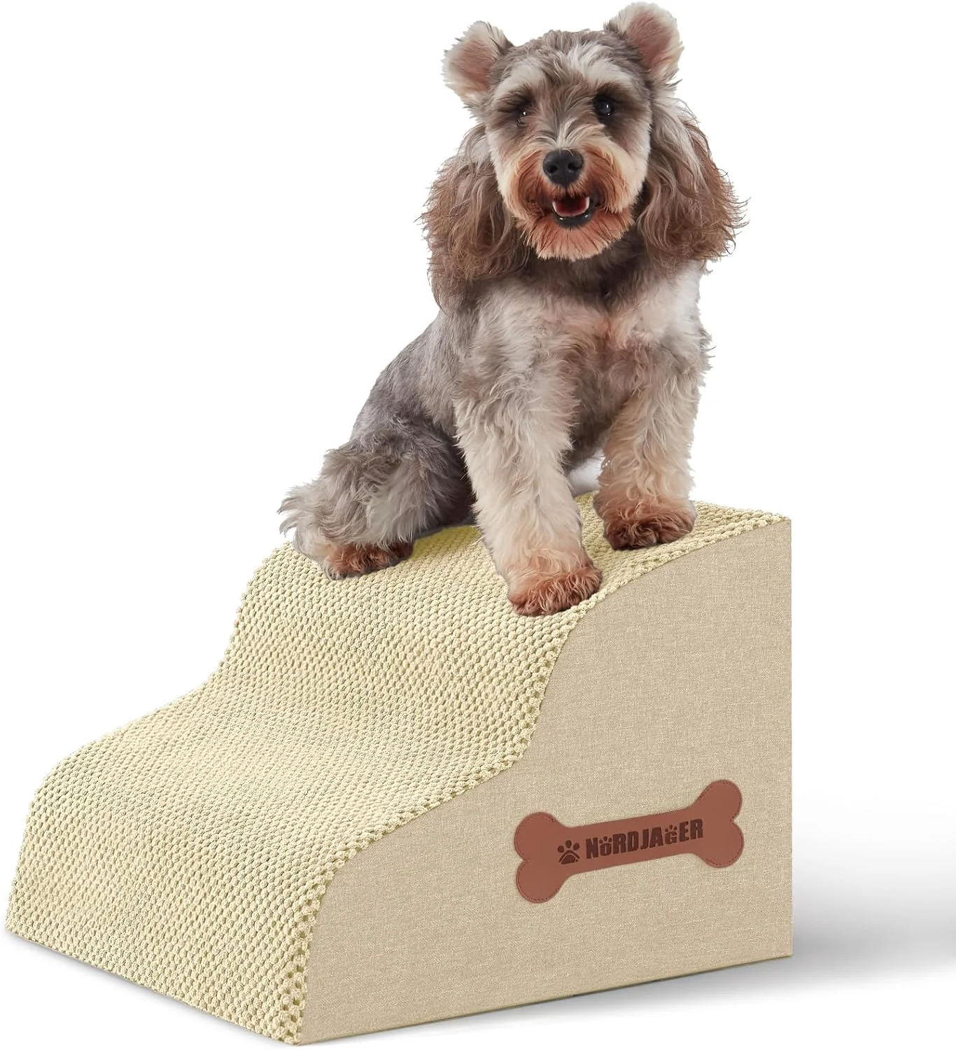 High-Performance Dog Stairs for Small Dogs and Cats 2 Steps Pet Stairs to Get on Couch Sofa and Chair Indoor Non-Slip Balanced Portable Pet Step High-Density Foam Ramp with Removable Washable Cover Beige（11.8 H） Reliable