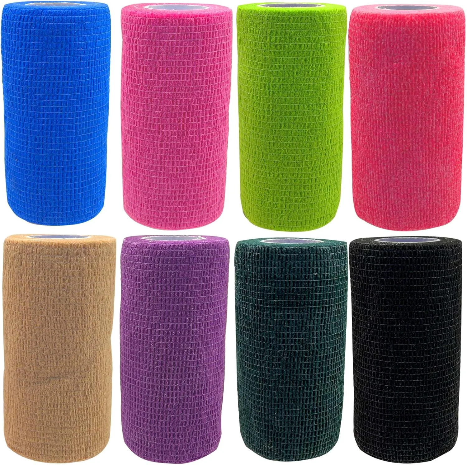 Easy-to-Use Self Adhesive Tape Wrap 8 Rolls Non-Woven Self Adherent Vet Wrap Tape 10CM x 4.5M Cohesive Bandage Tape for Wrist Ankle Elastic Grip Cover 8colors-8Rolls 4inches Trendy