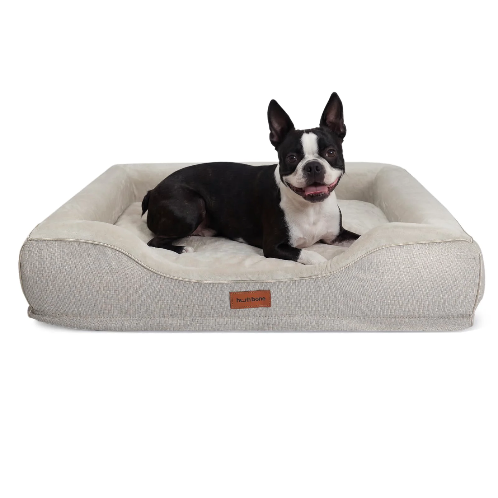 Optimized Hush Bone Cooling Orthopedic Dog Bed for Large Dogs – Gel Memory Foam Waterproof Cover 36x27x6.5 in Beige Stylish