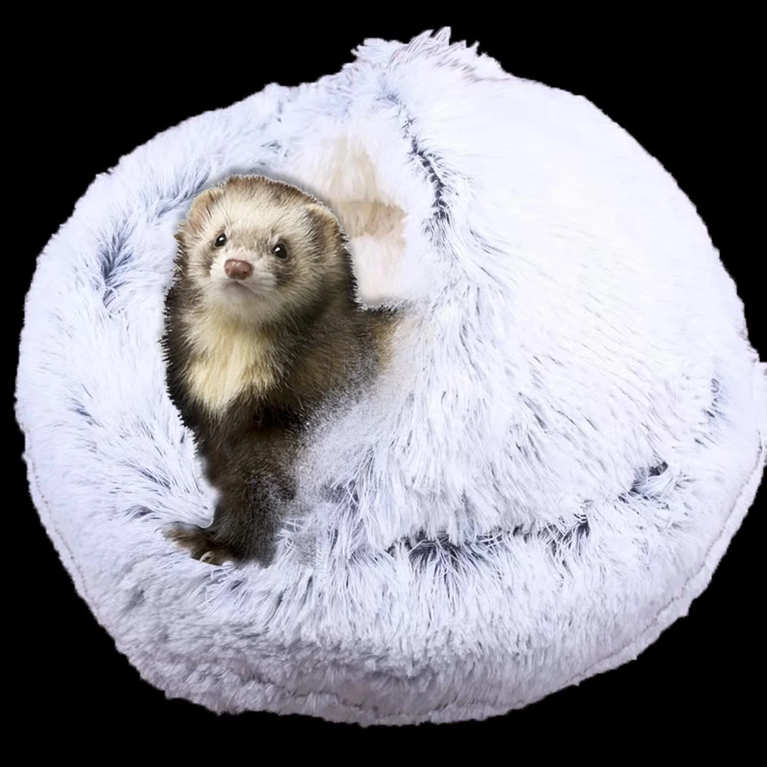 Healthy FULUE Ferret Cave Hideouts and Hideaway Beds - Gray Plush Donut Bed for Ferrets Lightweight