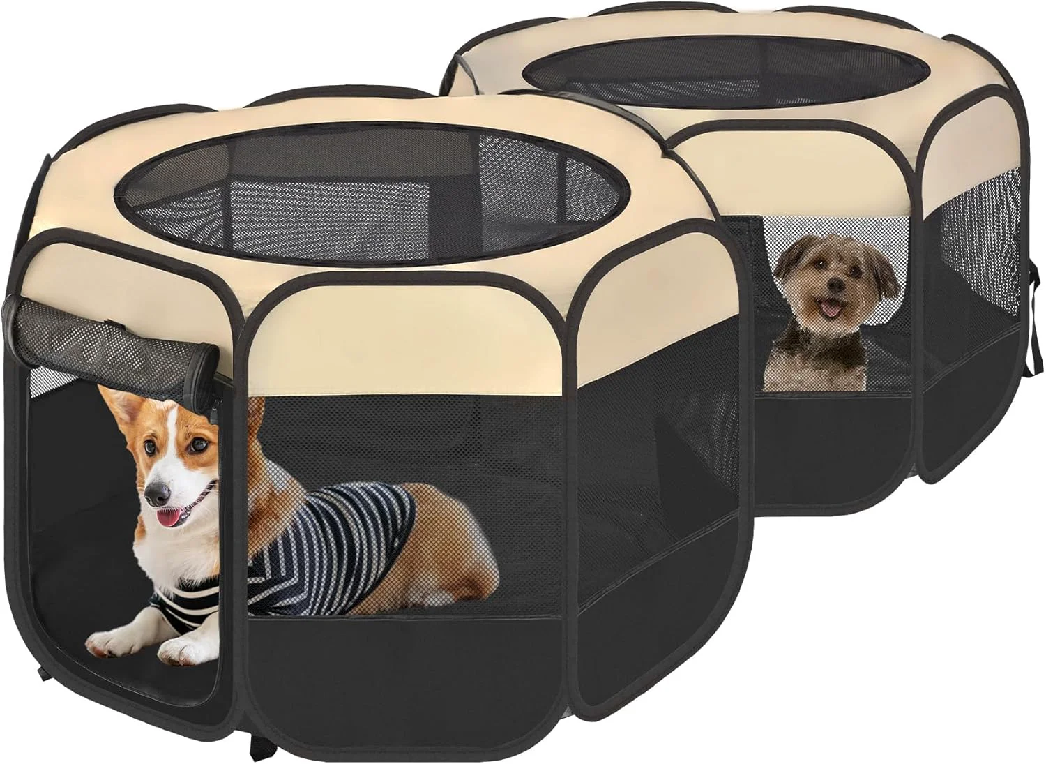 Innovative EighteenTek 2-in-1 Pop Up Cat Playpen Assembly- Dog Puppy Pet Playpen Indoor Outdoor Cats Enclosed Cat Tent House Crate Cage Portable Foldable Playpen for Kittens No Divider Unified Space Proven