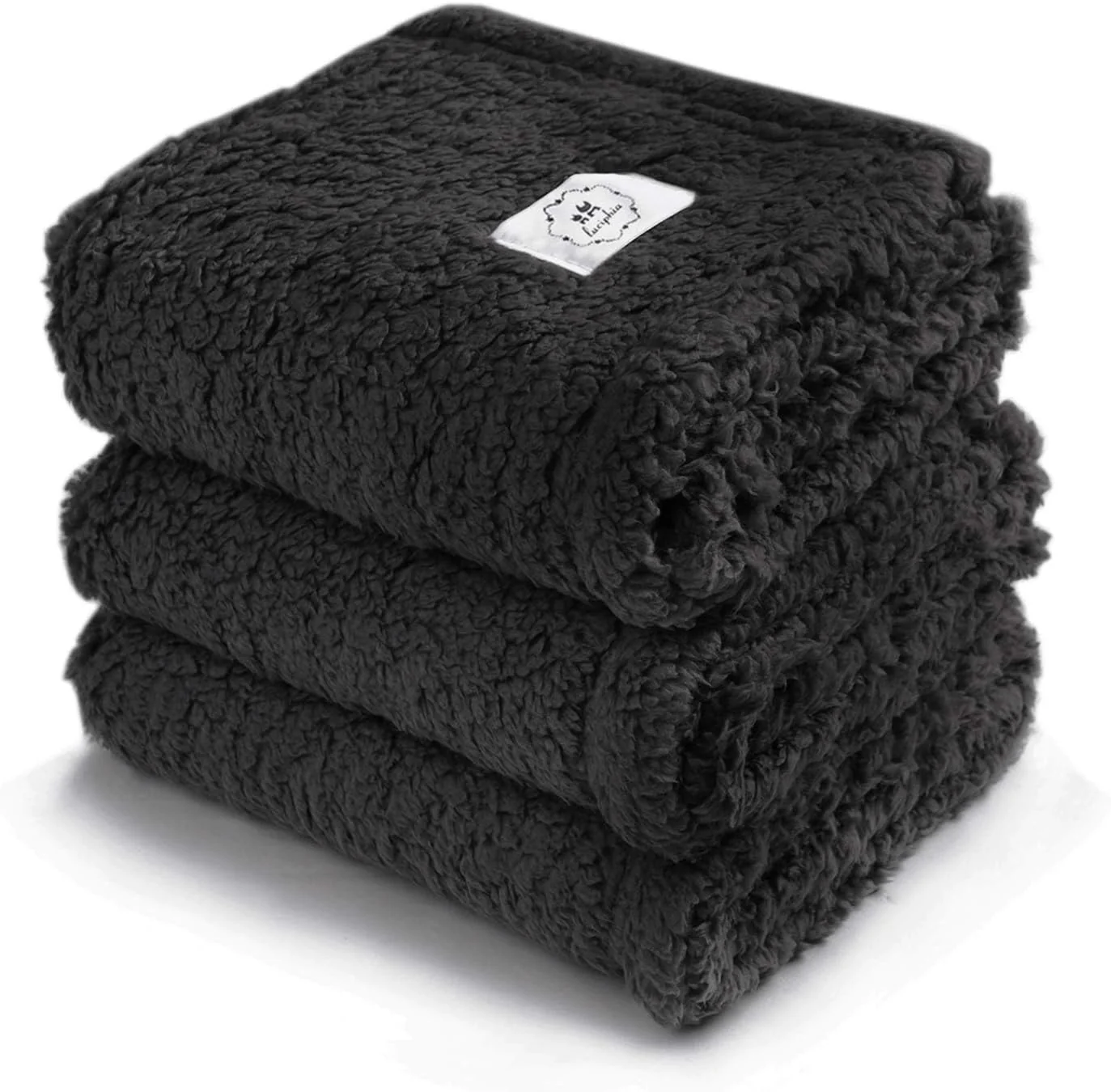 Stylish 1 Pack 3 Calming Blankets Fluffy Premium Fleece Pet Blanket Soft Sherpa Throw for Dog Puppy Cat Black Medium 30 x20'' Detailed