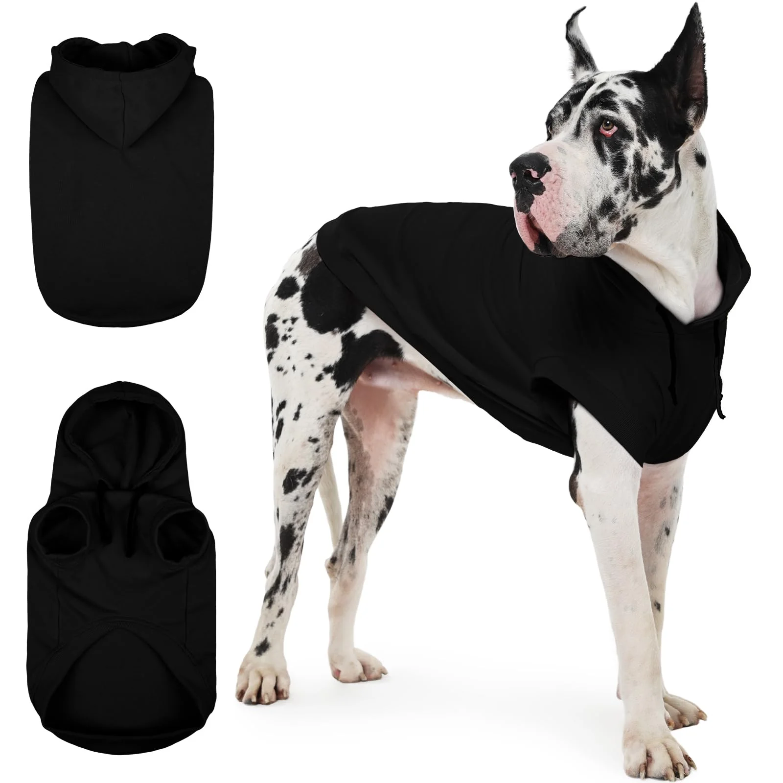 Fine Crafted IECOii Dog Hoodie 4XL for Extra Large Dogs Hooded Sweater for Great Danes Saint Bernards – Black Flexible