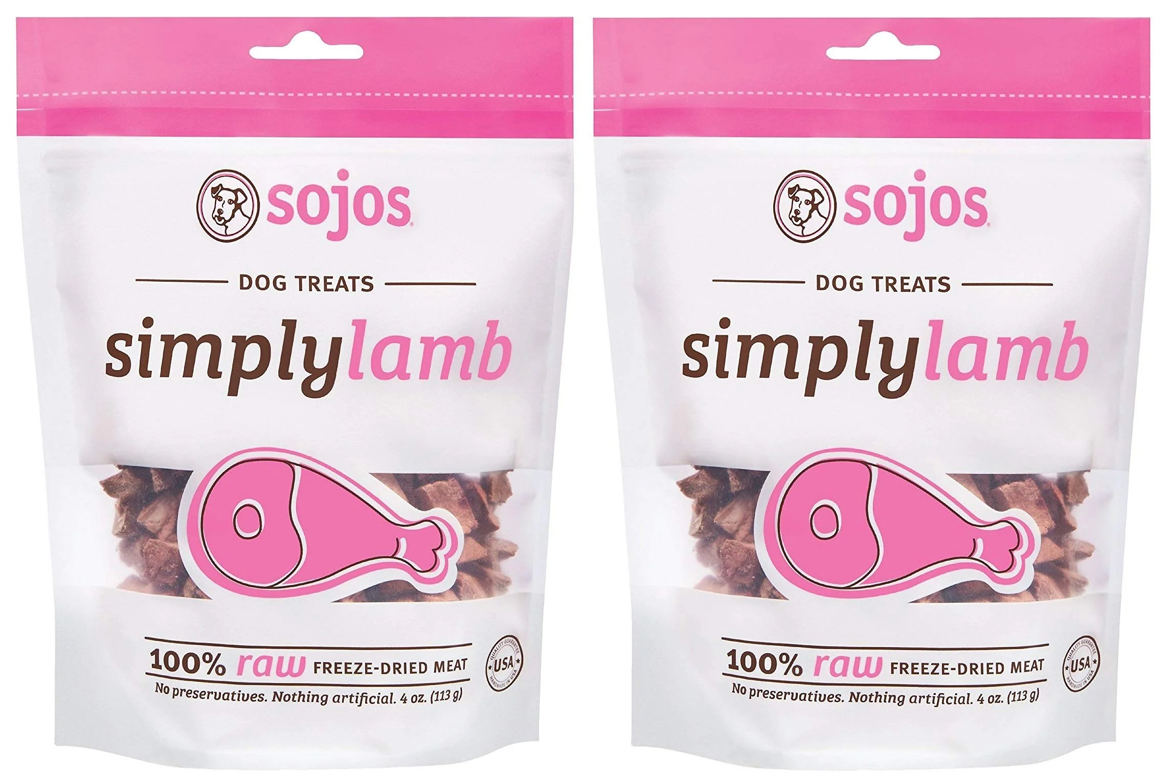Functional Sojos Simply Lamb Raw ze-Dried Grain- Dog Treats – 4oz Pack of 2 Sustainable