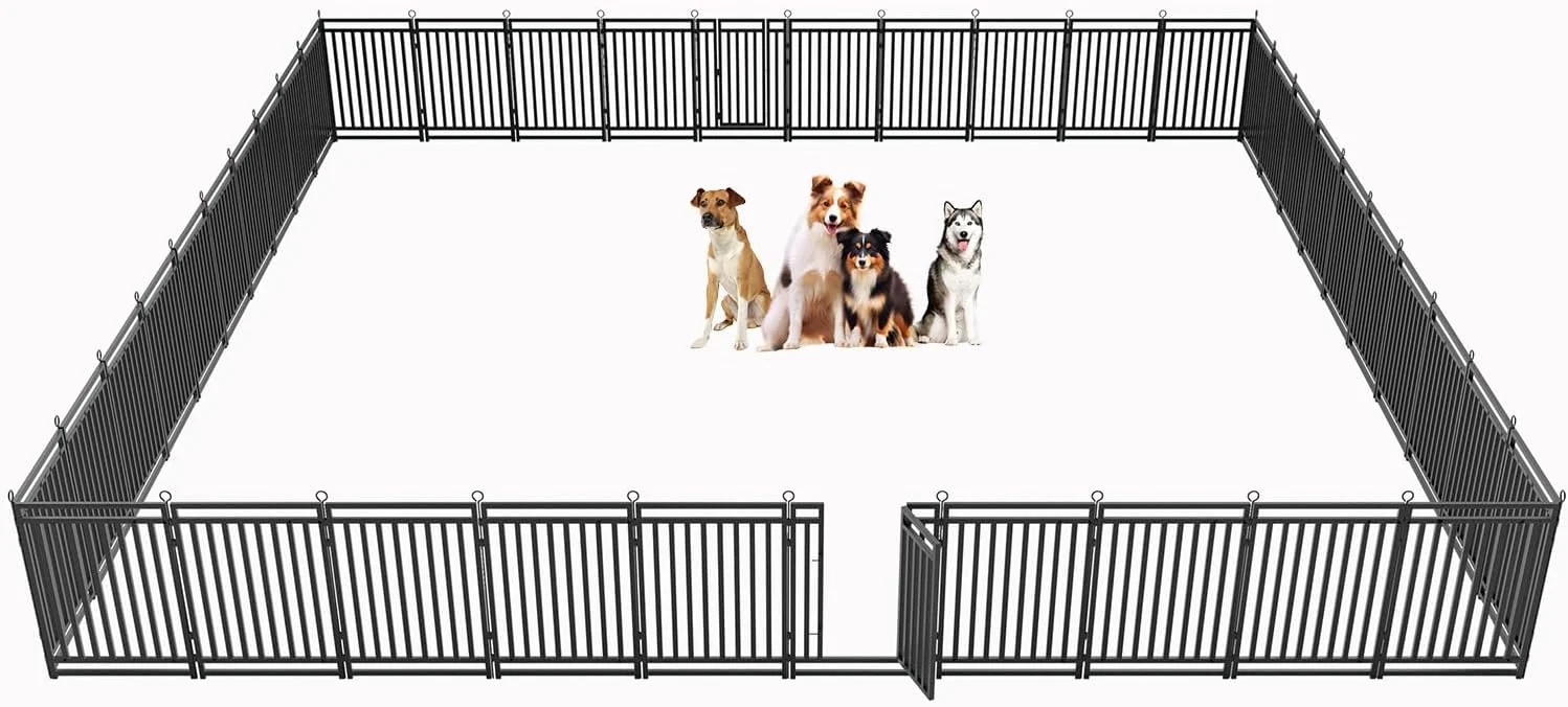 Flexible Dog Fence Outdoor Indoor 40 Inch Height 40 Panels Dog Playpen for Large Medium Small Dogs Metal Dog Pen for Yard Camping and RV Black-Silver Dependable