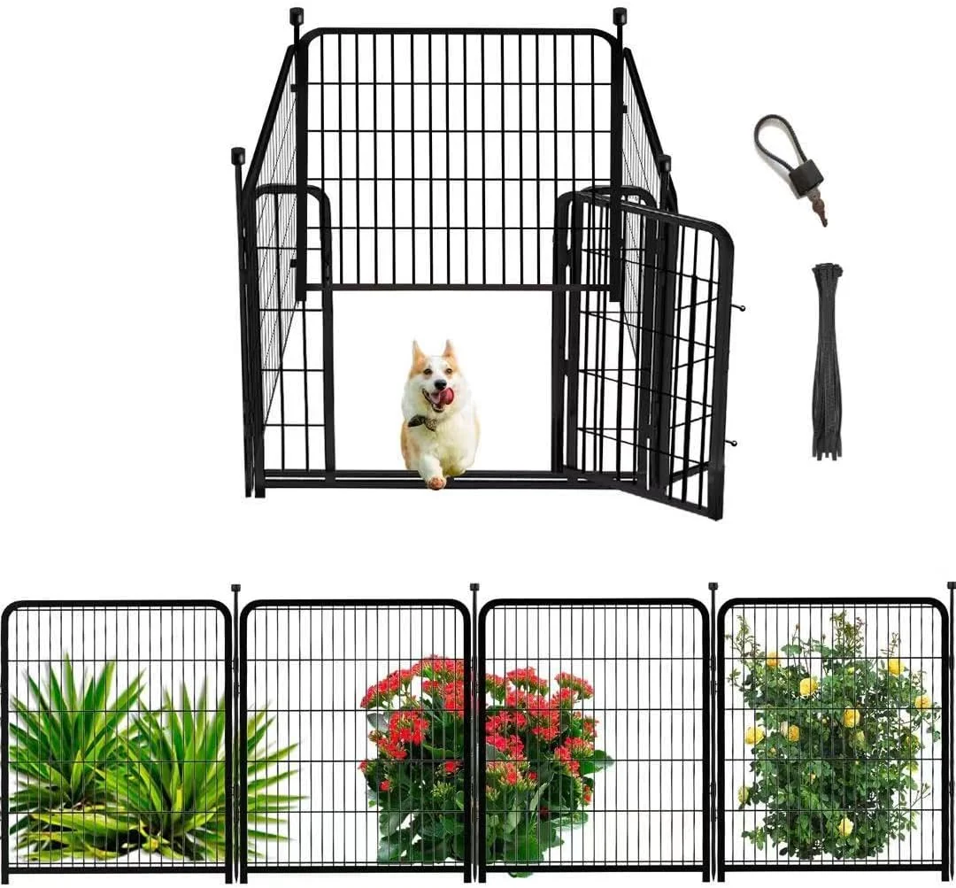 Trusted Dog Playpen 48 inch H 4 Panels Dog Fence Outdoor for Yard. Metal Dog Pen Heavy Duty Pet Puppy Exercise Pen for Rv Camping Garden Yard Wide Door Low Threshold Dog Fence Total 8.9 Ft L Professional