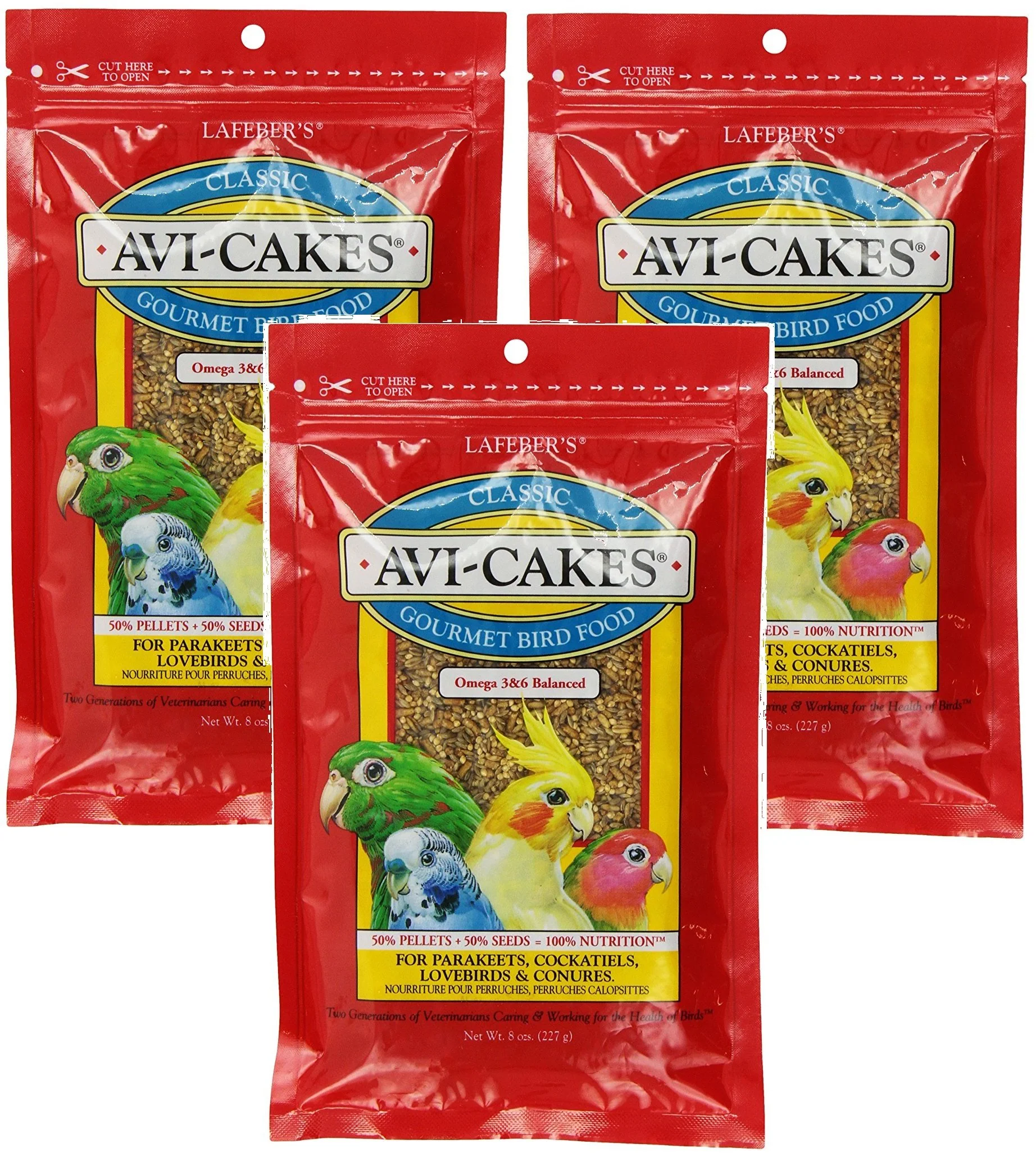 Natural Lafeber's Flavor Avi-Cakes – 3 Pack for Parakeets Cockatiels Conures Versatile