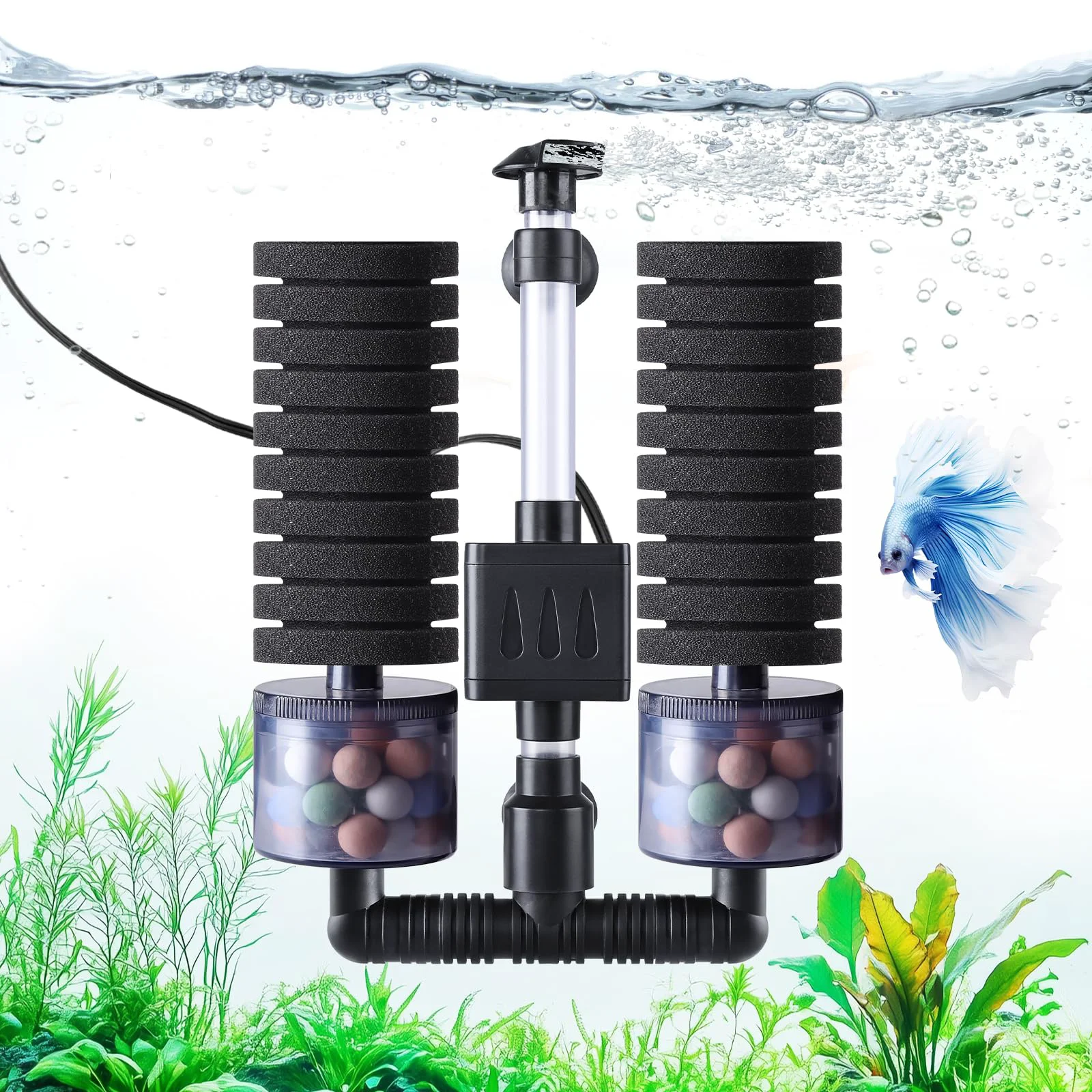 Selected AQQA Electric Sponge Filter for Aquariums - Dual Filtration 8W 80 GPH 15-55 Gallon Trusted