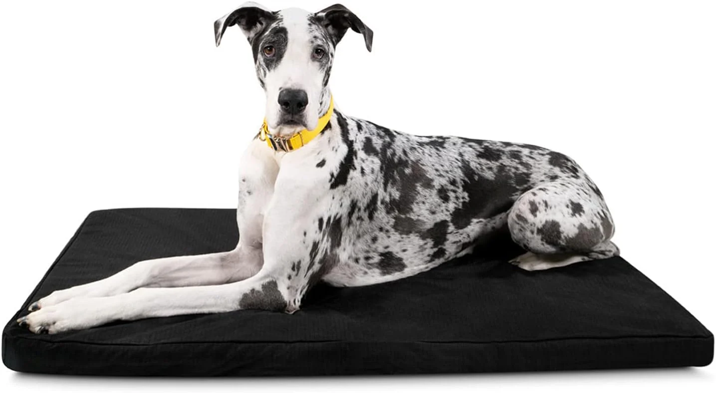 Natural K9 Ballistics Tough Ripstop Orthopedic Dog Crate Bed - Durable Pad with Washable Cover for Wire Crates Tie-Downs Included Size XX-Large 53 x36 Obsidian Black Convenient