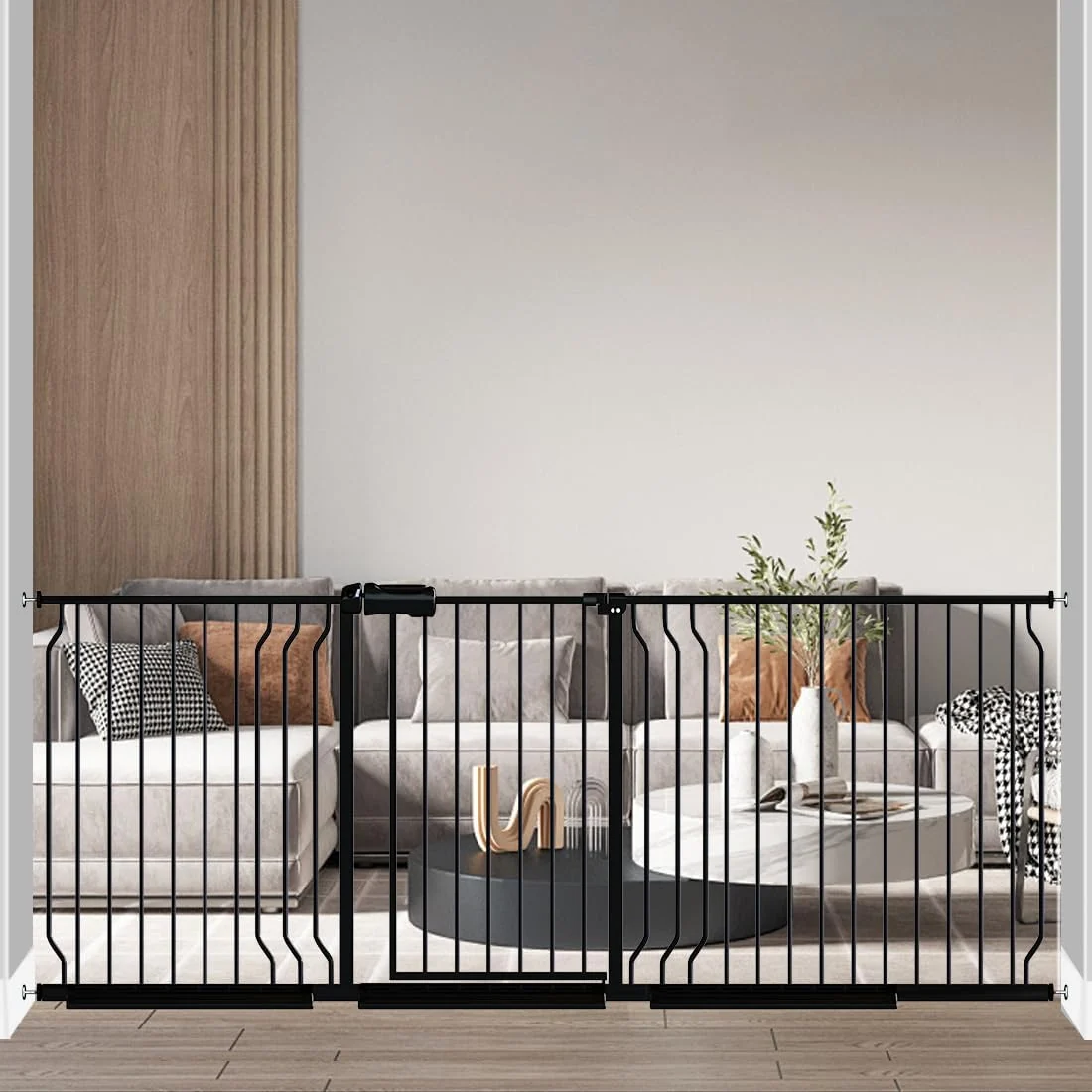 Enhanced Fairy Baby Extra Wide Baby Gate 81.1-85.8 Inch Wide Walk Through Pressure Mounted No Drill Long and Large Tension Dog Gate for Pet and Kids Prestigious