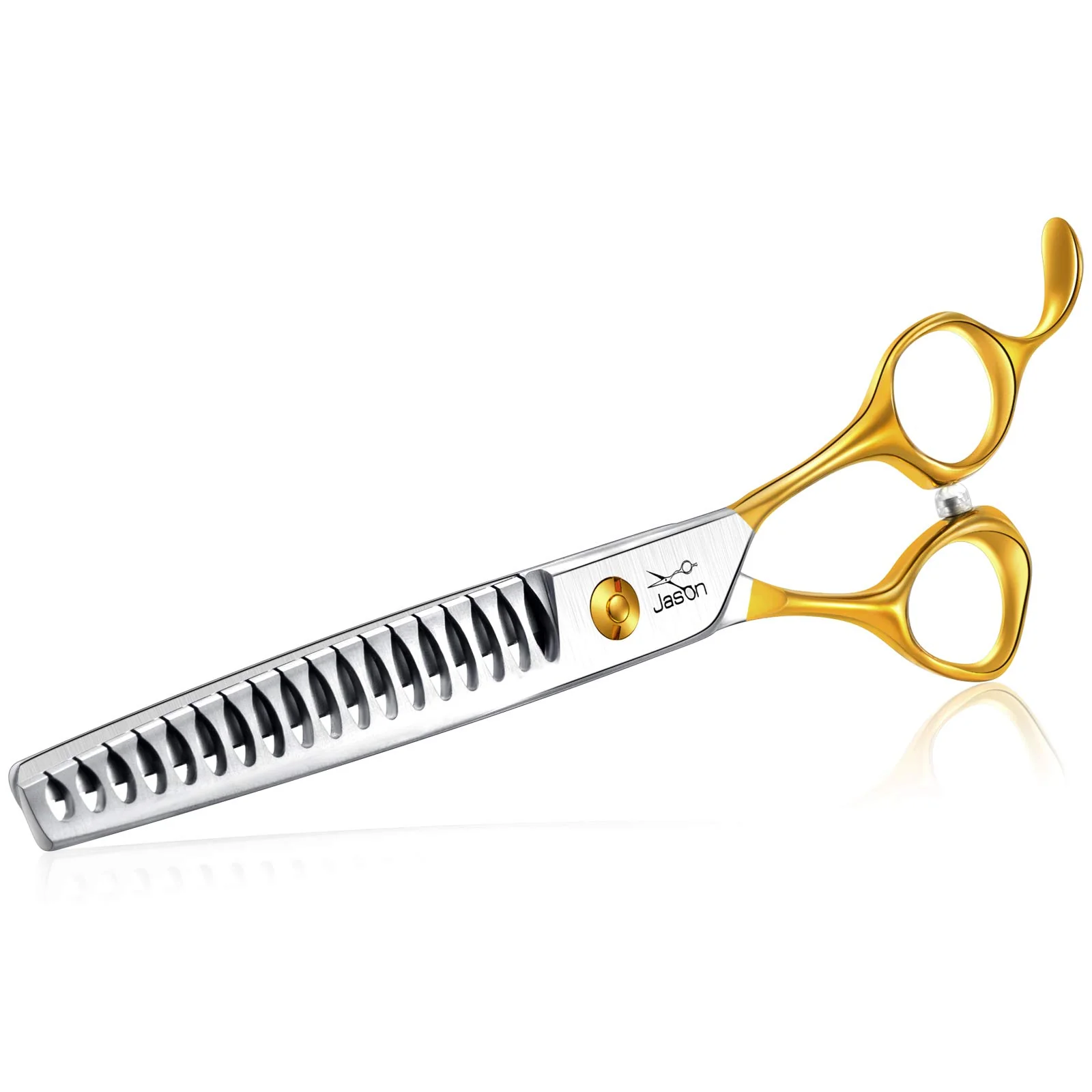 High-End JASON 7.5-inch 18-Teeth Chunkers Shears for Dogs Cats – Texturizing Blending Thinning Right-Handed Gold Reliable