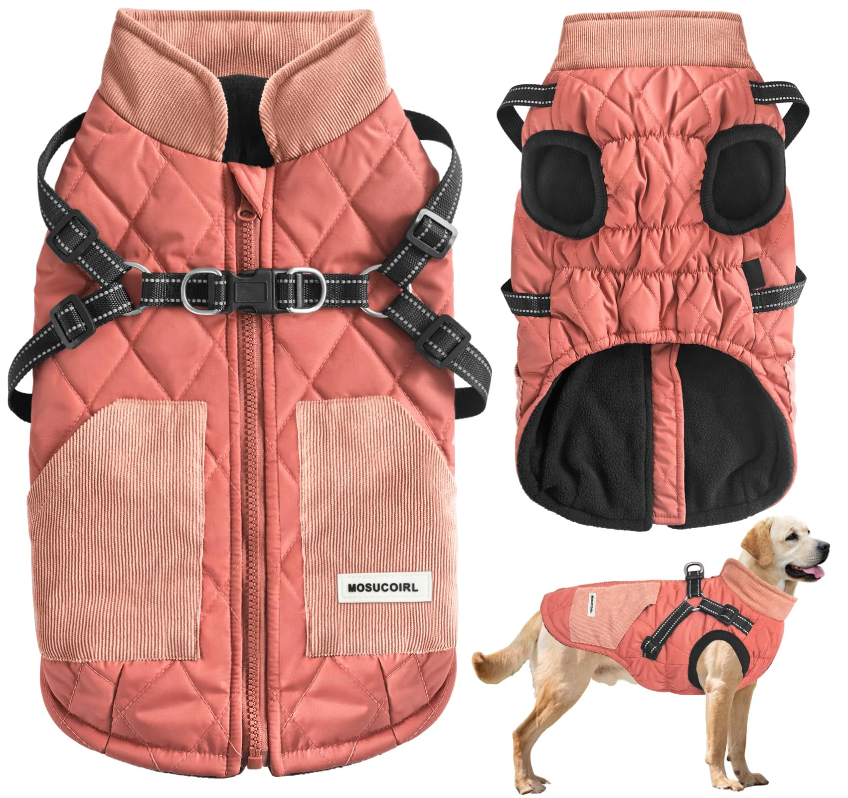 Fast Mosucoirl Warm Dog Coat – Waterproof Reflective Winter Jacket for Dogs Breathable