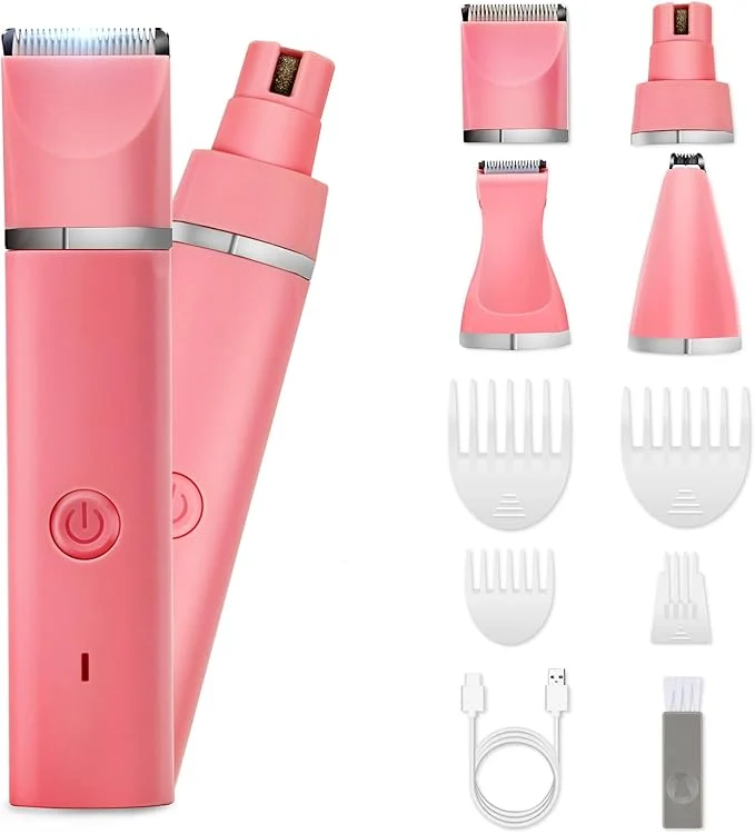 Pure Dog Grooming Clippers Kit-Electric Rechargeable Cat Trimmer Tools-Cordless Quiet Pet Nail Paw Grinder-4 in 1 Multifunctional Low Noise Shaver-Razor for feet Face Ears Toenail Eye（Pink）About ThisOverview Prestigious