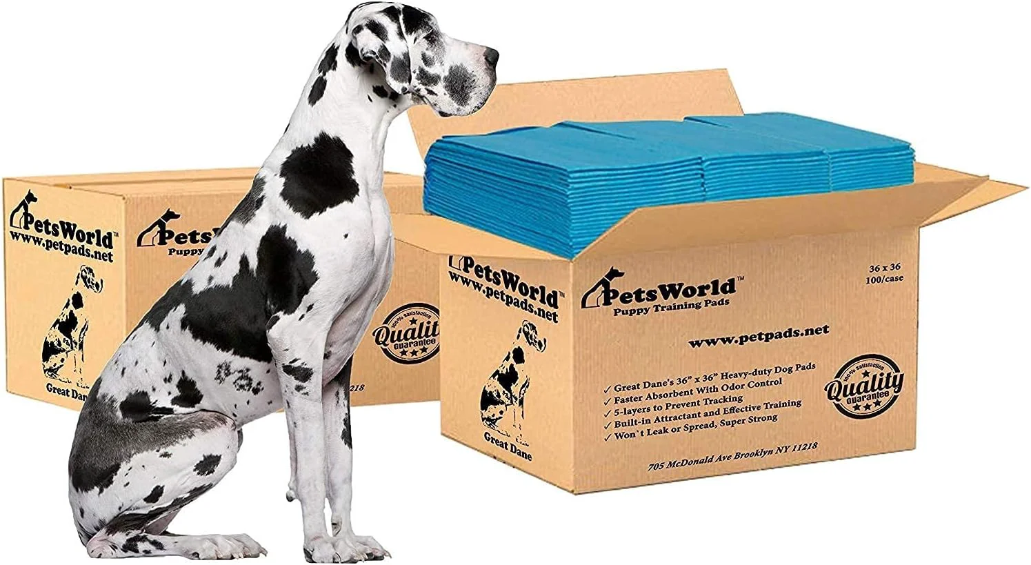Fashionable PETSWORLD Giant Dog Potty Pads Odor-Eliminating 36 x 36 Ultra Absorbent 5-Layer Leak-Proof Training Pads for Dogs Cats 36x36 400 Count Eco-Friendly