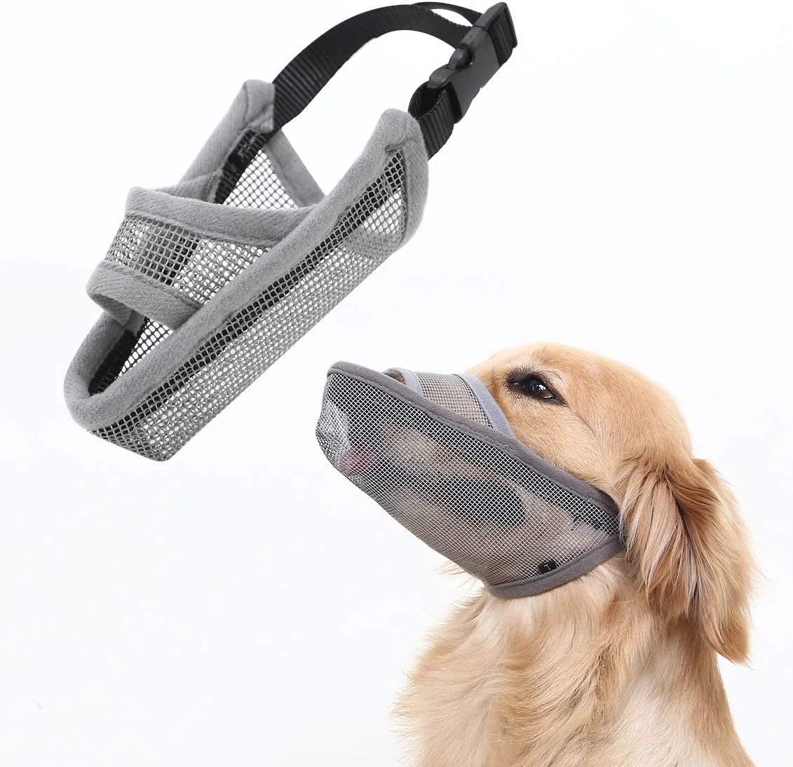 Convenient Crazy Felix Nylon Dog Muzzle for Small Medium Large Dogs Dachshund Beagle Poodle Labrador Air Mesh Breathable and Drinkable Pet Mouth Guard for Anti-Biting Chewing Scavenging XXS Grey Soft