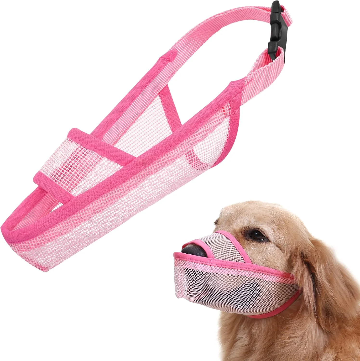 Sustainable Crazy Felix Nylon Dog Muzzle for Small Medium Large Dogs Dachshund Beagle Poodle Labrador Air Mesh Breathable and Drinkable Pet Mouth Guard for Anti-Biting Chewing Scavenging XXS Pink Effective