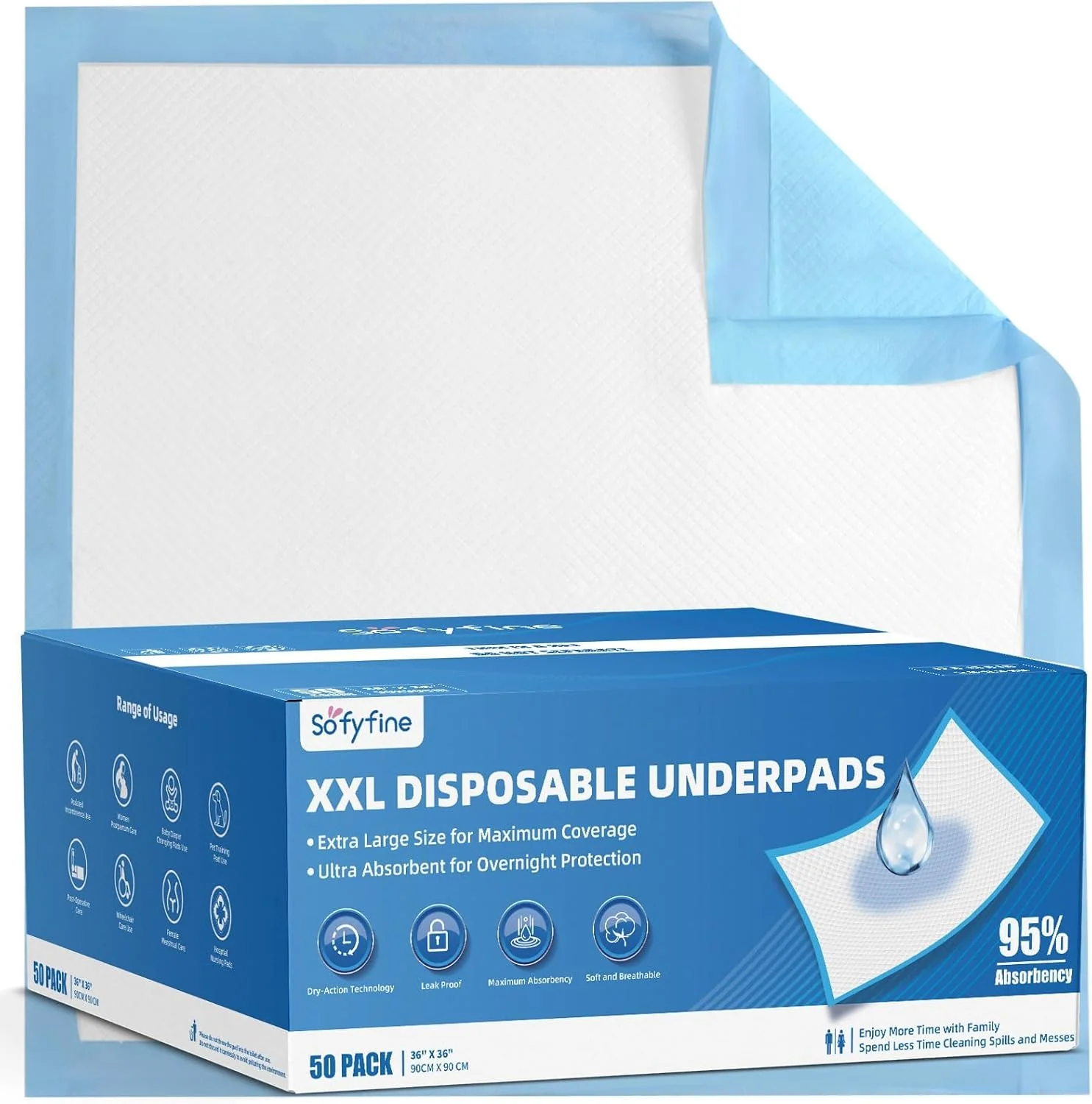 Natural 50 Count Extra Large Chucks 36 x36 Thicken Elderly Adults Incontinence Bed Pads Disposable Heavy Duty Absorbency Underpads Waterproof XXL Extra Large Puppy Pee Training Pad Sophisticated