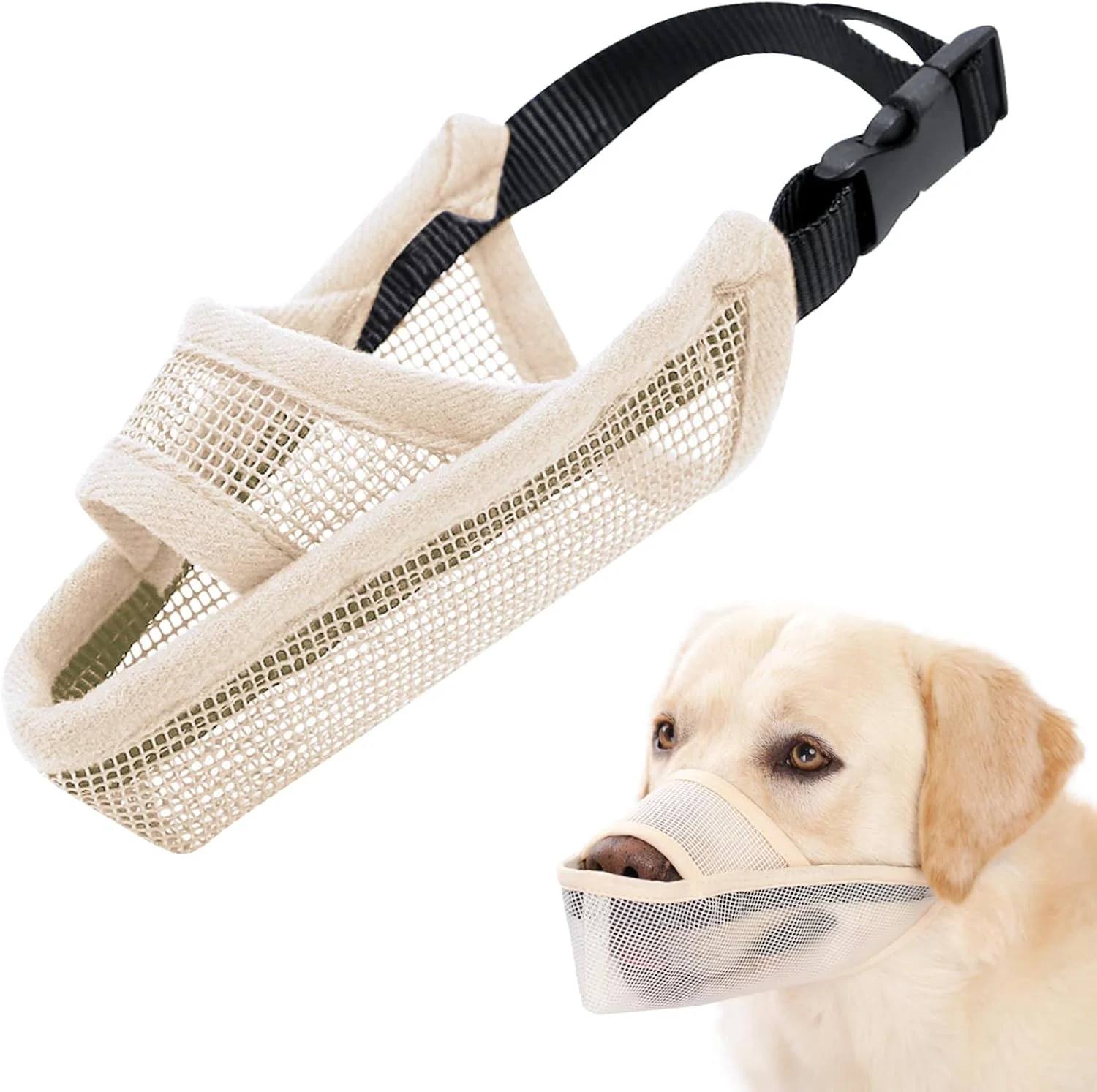 Green Crazy Felix Nylon Dog Muzzle for Small Medium Large Dogs Air Mesh Breathable and Drinkable Pet Muzzle for Anti-Biting Anti-Barking Licking M Beige Optimized