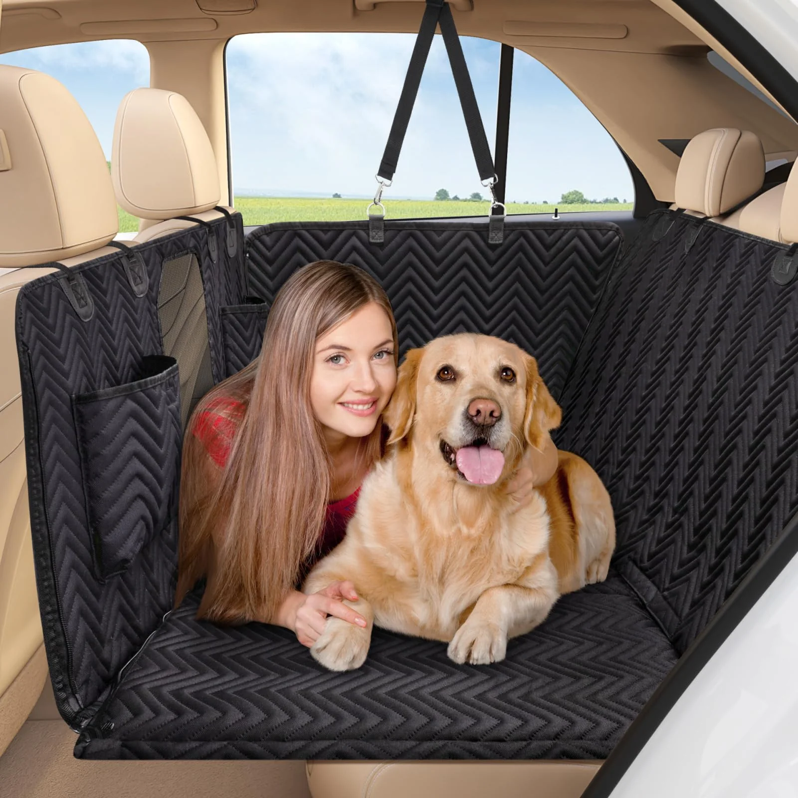 Green Trivlpet Dog Car Seat Cover for Back Seat — Back Seat Extender Waterproof 400 lb Capacity Expertly Made