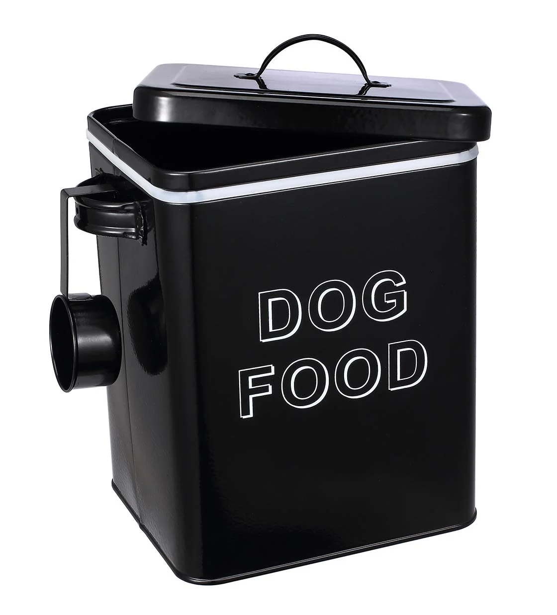 Reusable Morezi Dog Food Storage Tin with Lid Scoop — Farmhouse Canister Black World-Class