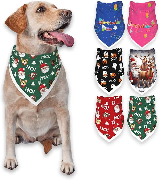 Solid Christmas Dog Bandanas Santa Claus Dogs Scarf Fine