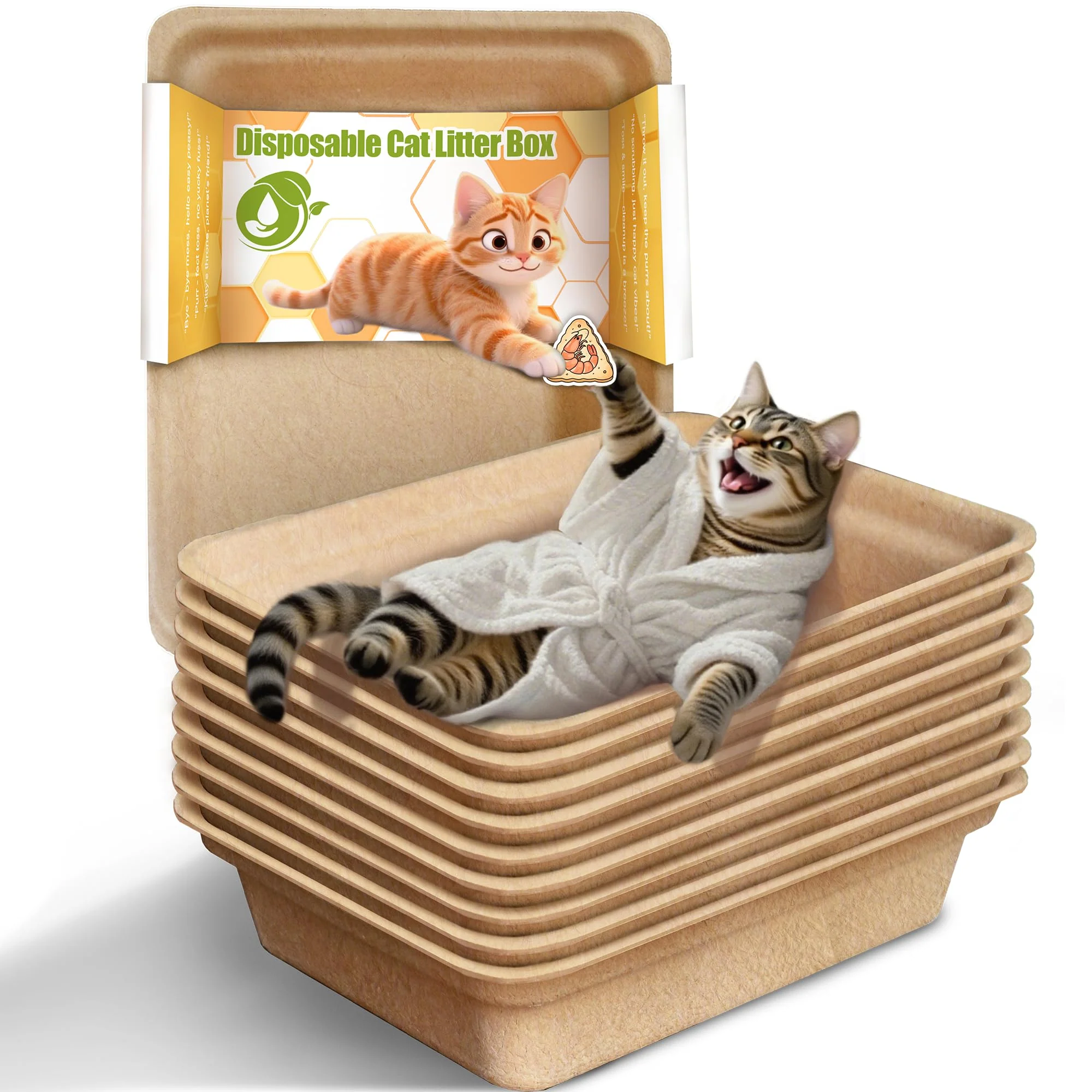 Responsible Strenthychosing Disposable Litter Boxes – Leak-Proof Odor Control 9-Pack for Travel Indoor Use Solid