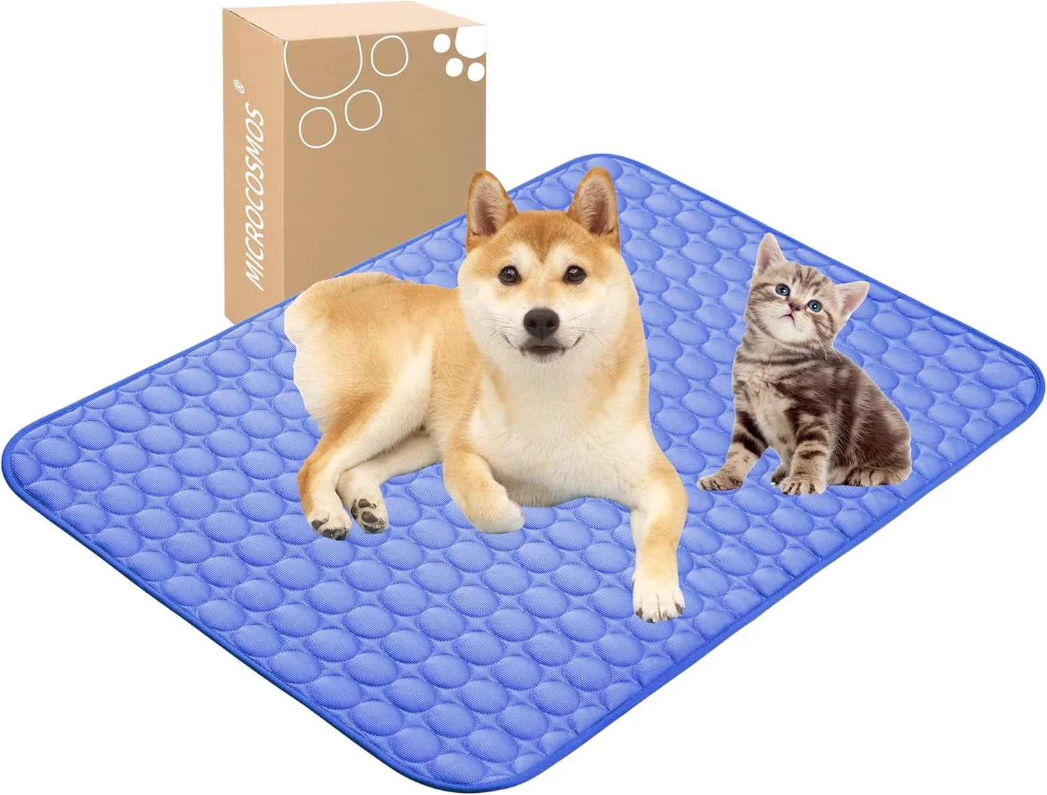MICROCOSMOS Summer Cooling Mat Sleeping Pad- Water Absorption Top Easy Carry EZ Clean Materials Safe. Keep Cooling for Pets Kids and Adults. Navy Blue 40 x 28 Original