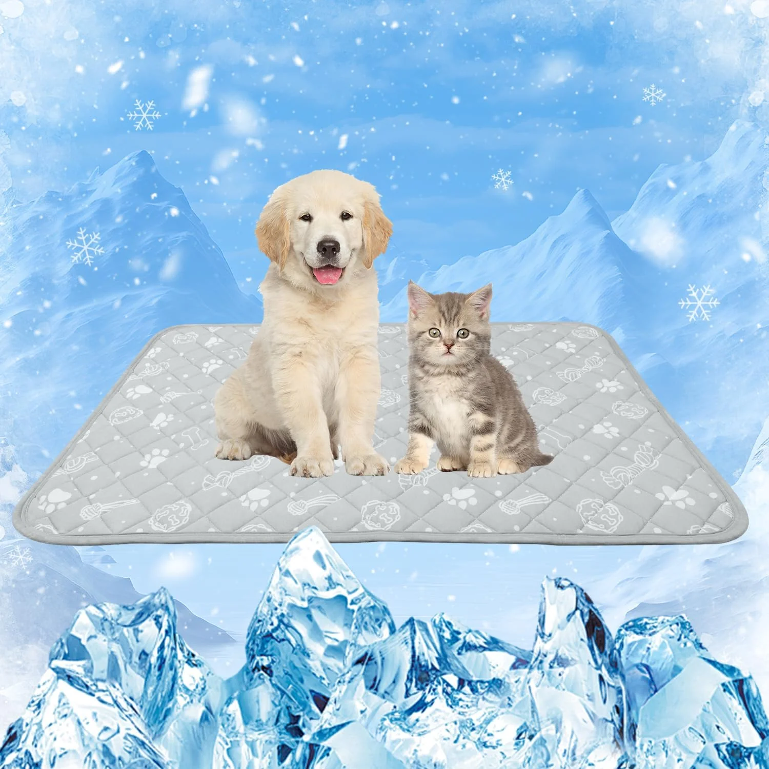 Original MH MYLUNE HOME Dog Cat Cooling Mat Arc-Chill Cooling Fiber Endothermic Color Changing Pet Mat 20'x30' Foldable Washable Non-Toxic Summer Pet Blanket Light Gray Quality