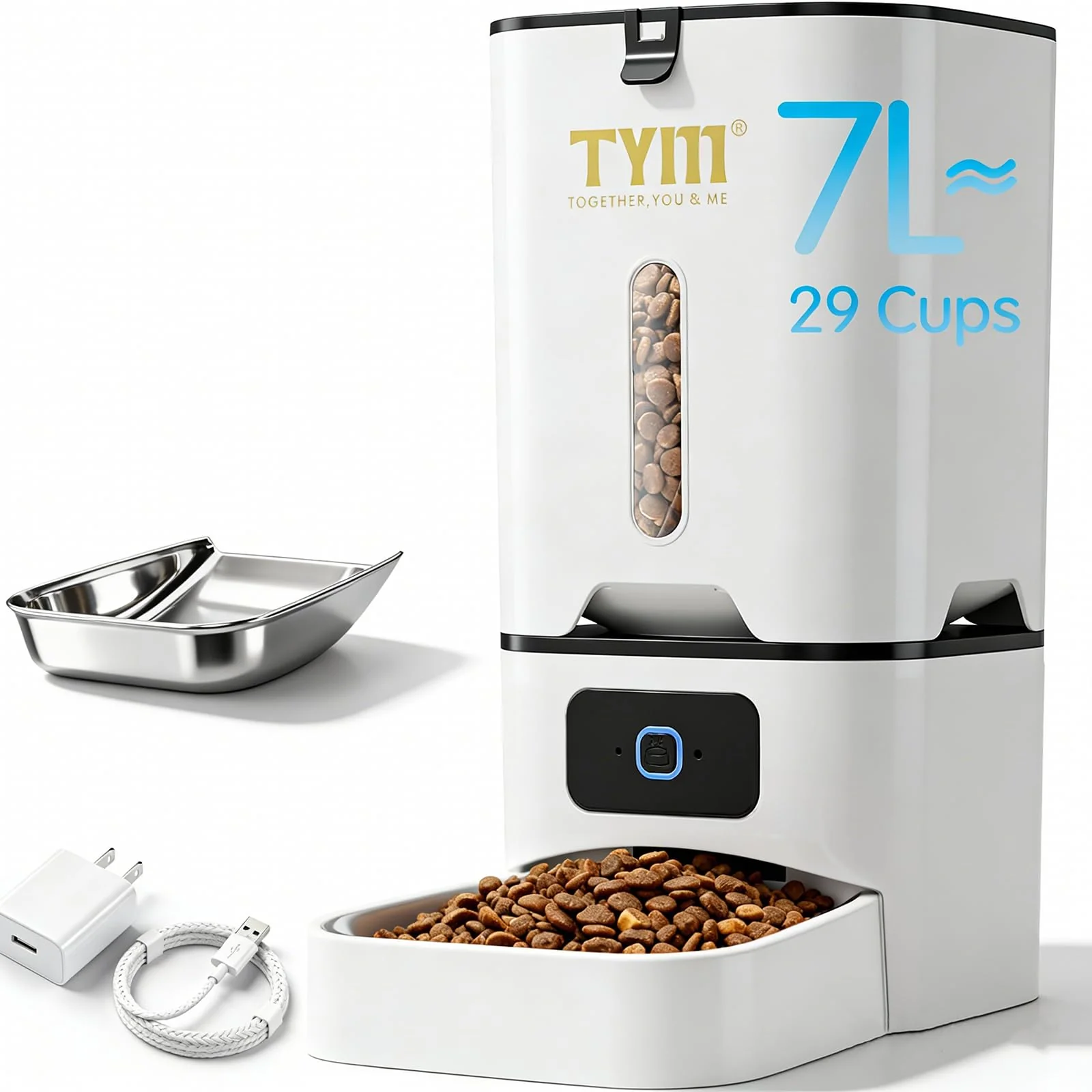 Pure TYM Automatic Cat Feeder 7L – Timed Dispenser with App Control Slow Feeding and Stainless Bowl Authentic