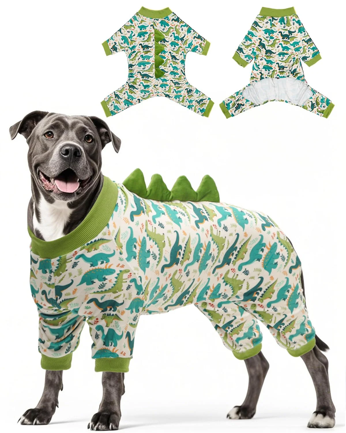 Natural CuteBone Dinosaur Costume Dog Pajamas – Stretchy Velvet Sleepwear Pure