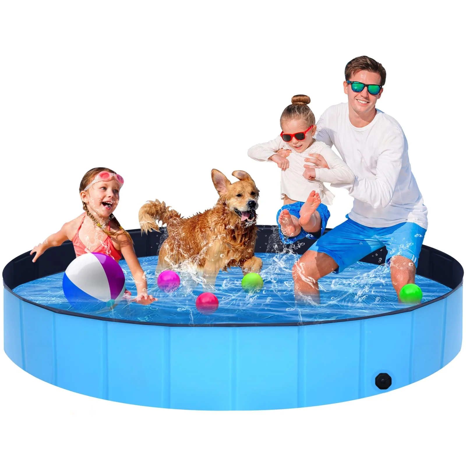 Innovative STUDESK Foldable Dog Pool 71-inch x 12-inch Anti-Slip Portable Pet Pool Fast
