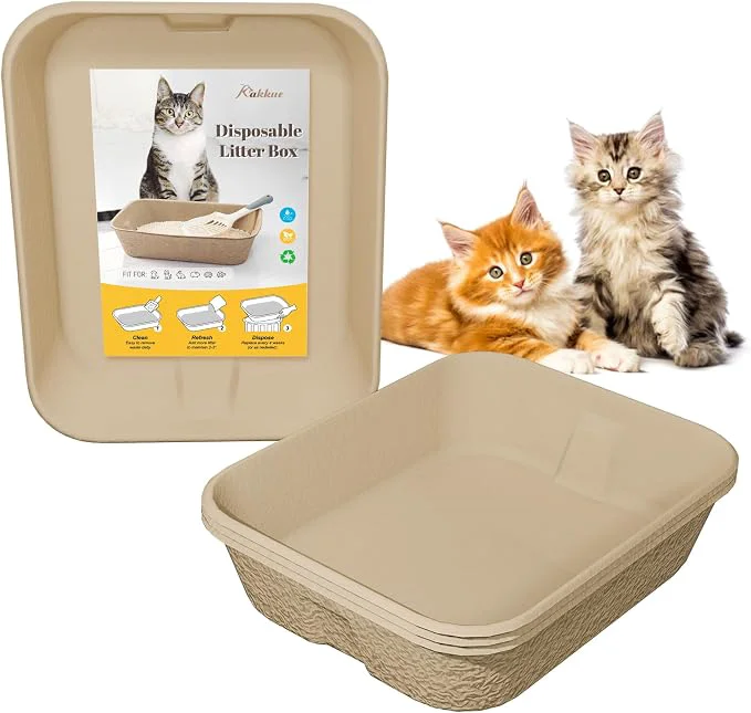 First-Class 4 Pack Disposable Cat Litter Boxes Durable Leak-Proof Cardboard Kitty Litter Excellent