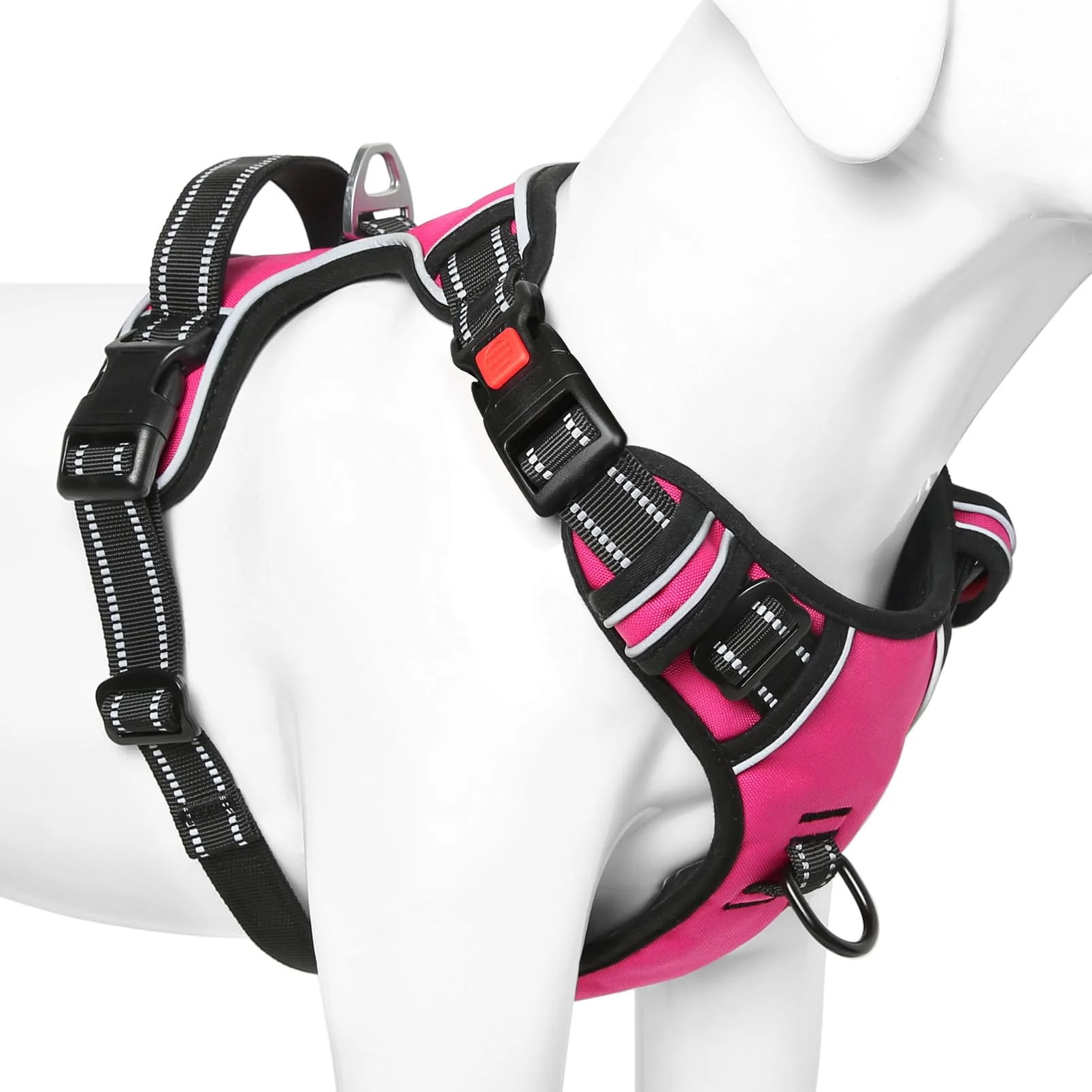 Green Timos Dog Harness – 3-Snap No-Pull Vest with 2 Leash Clips Rosy L Versatile