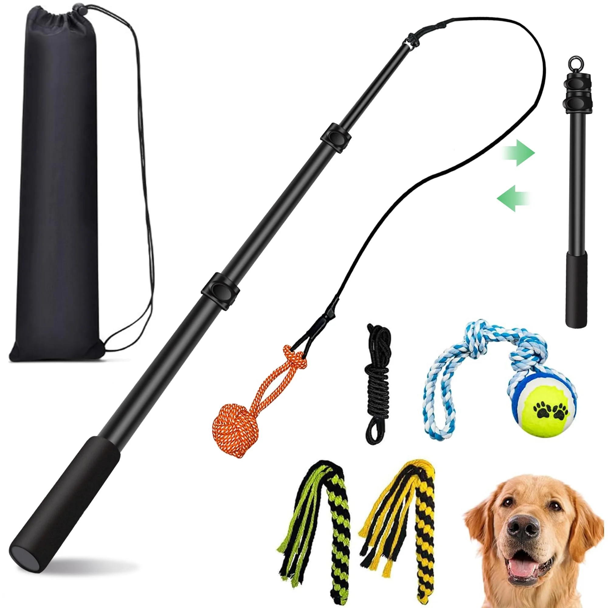 High-Performance AmaCielo Flirt Pole for Dogs - Durable Interactive Tug Chase Toy Comfortable