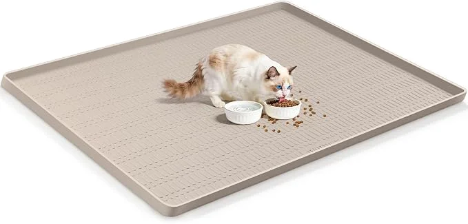 Premium 47 x 35 Silicone Cat Food Mat Waterproof Pet Feeding Mat Casual