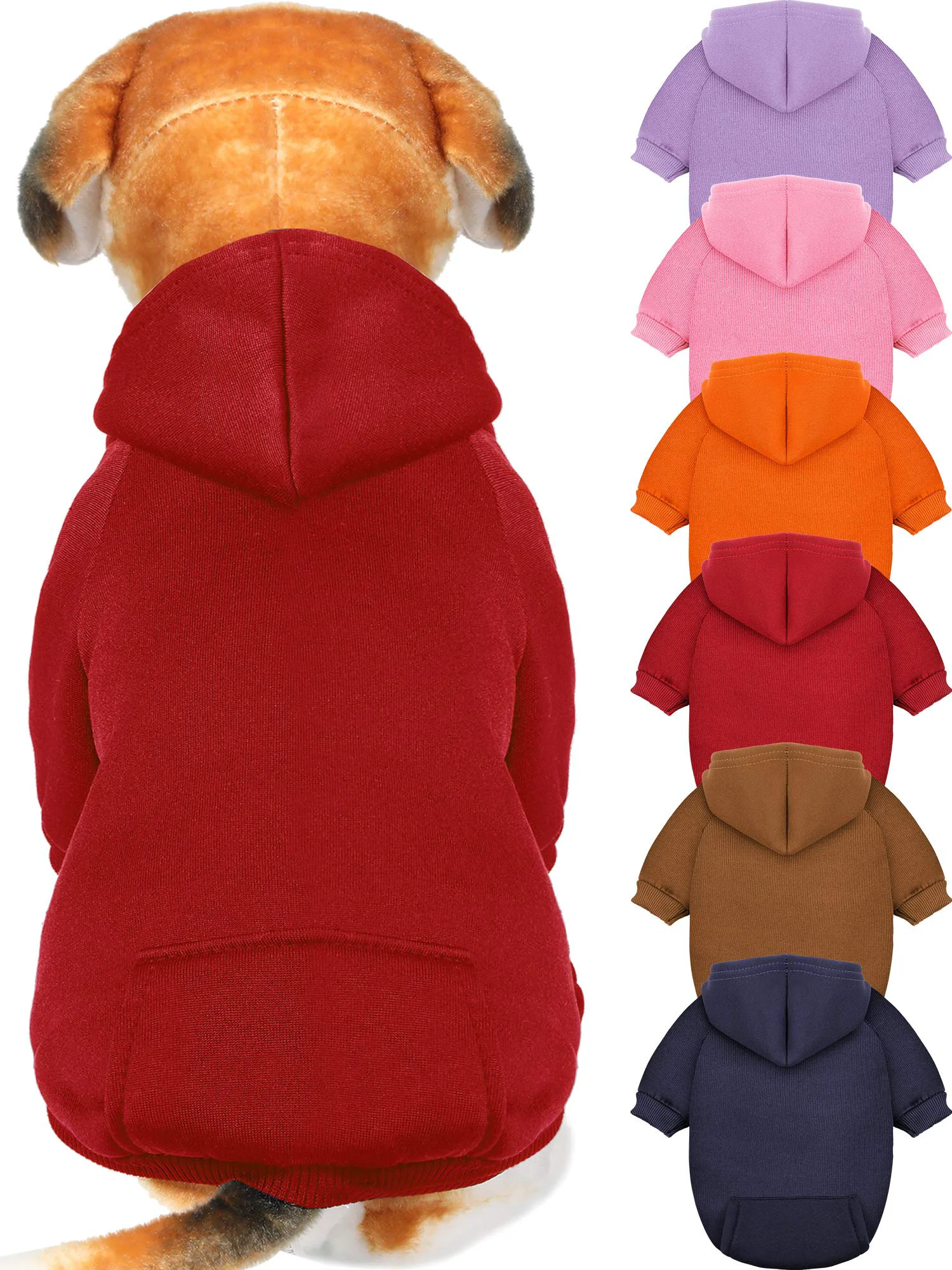 Soft Syhood 6-Piece Dog Hoodie Set with Hat — Warm Winter Hoodies for Small Dogs Chihuahua Size M World-Class