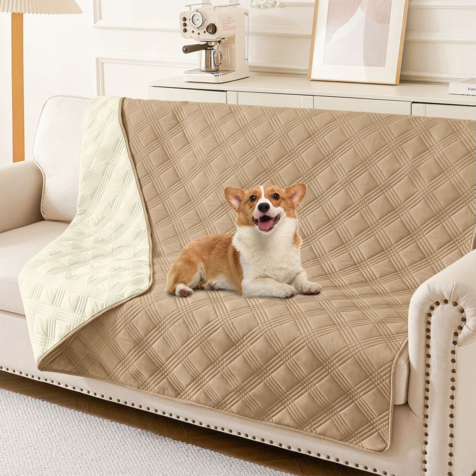 Detailed hyha Waterproof Dog Blanket - Reversible Sofa Cover for Dogs 52x82 Camel Beige Carefully Designed