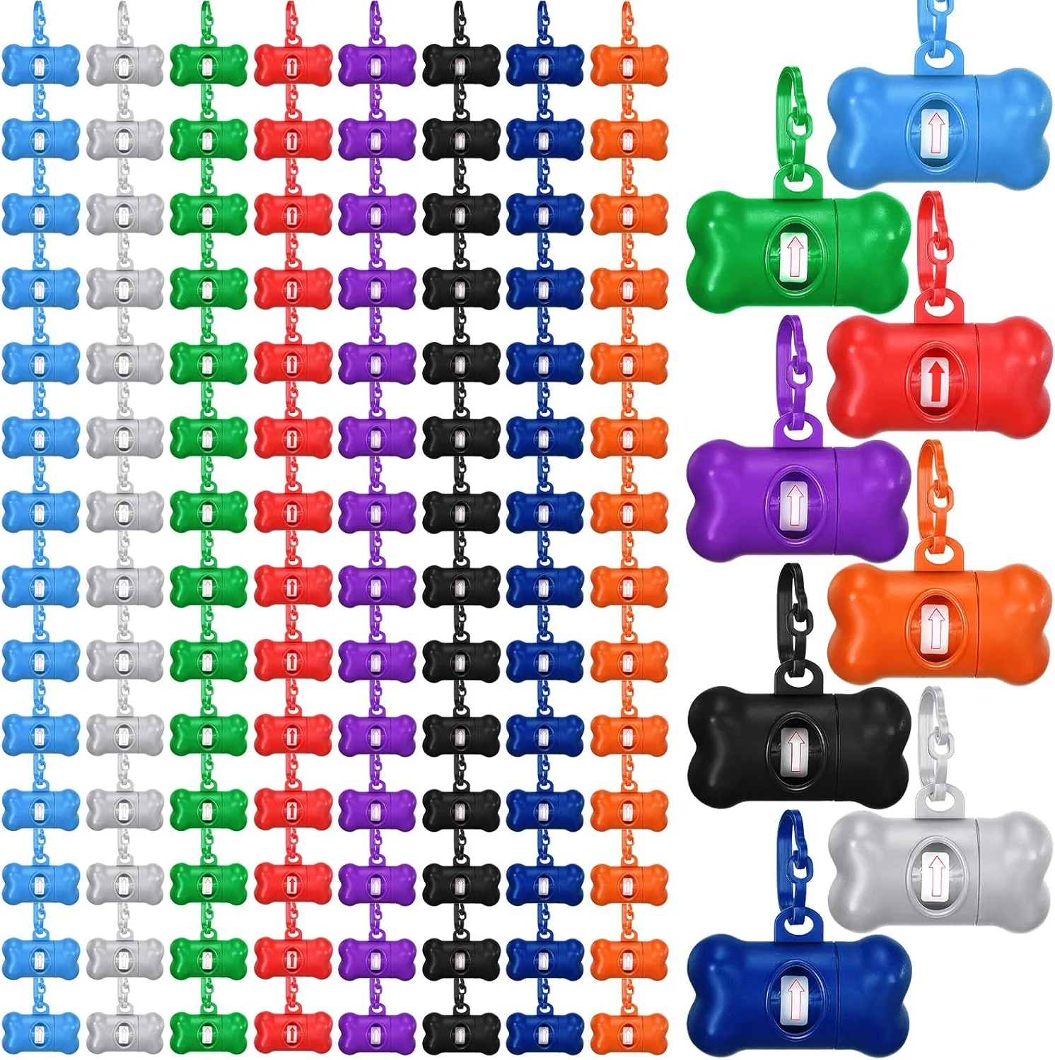 Effective Zhehao 120 Pcs Bone Shaped Dog Poop Bag Dispensers with Disposal Small Dog Waste Bag Holder with Hook for Pet Puppy Walking Hiking Camping 8 Colors Natural