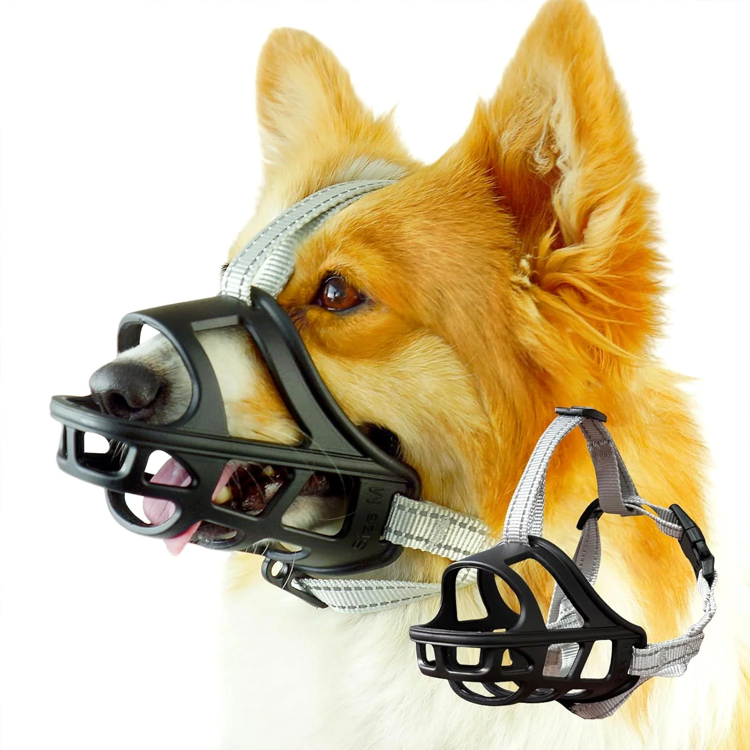Enhanced Dog Muzzle Basket Muzzle for Small Medium Large Dogs Anti-Biting and Chewing Lightweight Sturdy Cage Design Allows Panting Drinking I for Grooming Training Black Size L Authentic