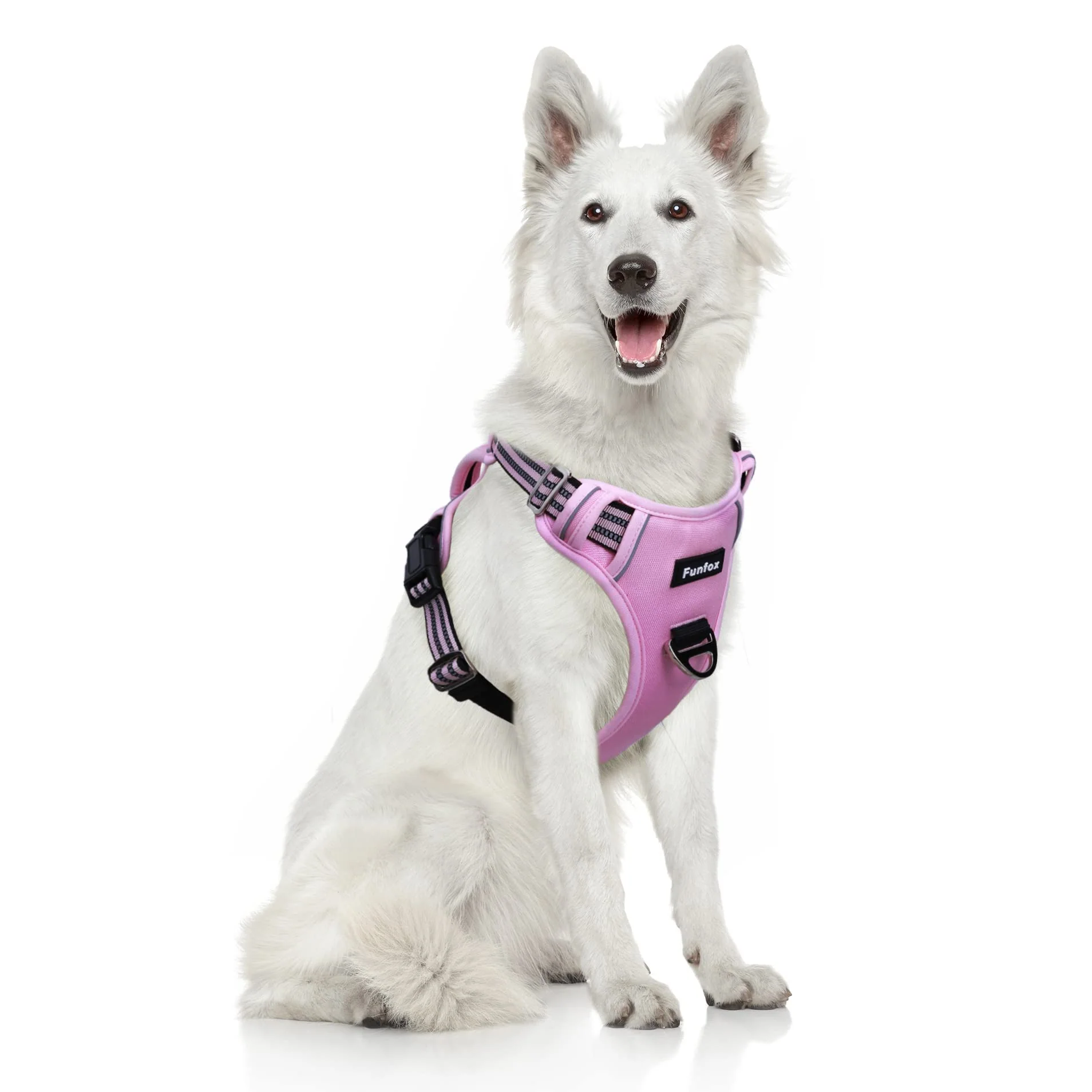Crafted Funfox No-Pull Dog Harness XL Adjustable Vest with Reflective Strips - Pink Green