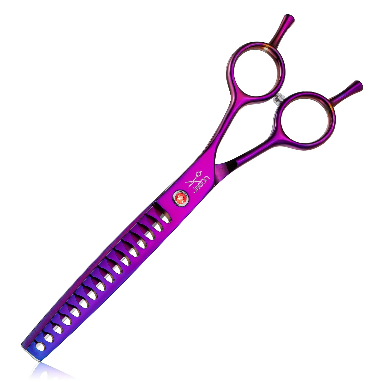 Original JASON 7.5-inch Dog Grooming Scissor – Ergonomic Chunker Shear Japanese 440C Stainless Purple Superior