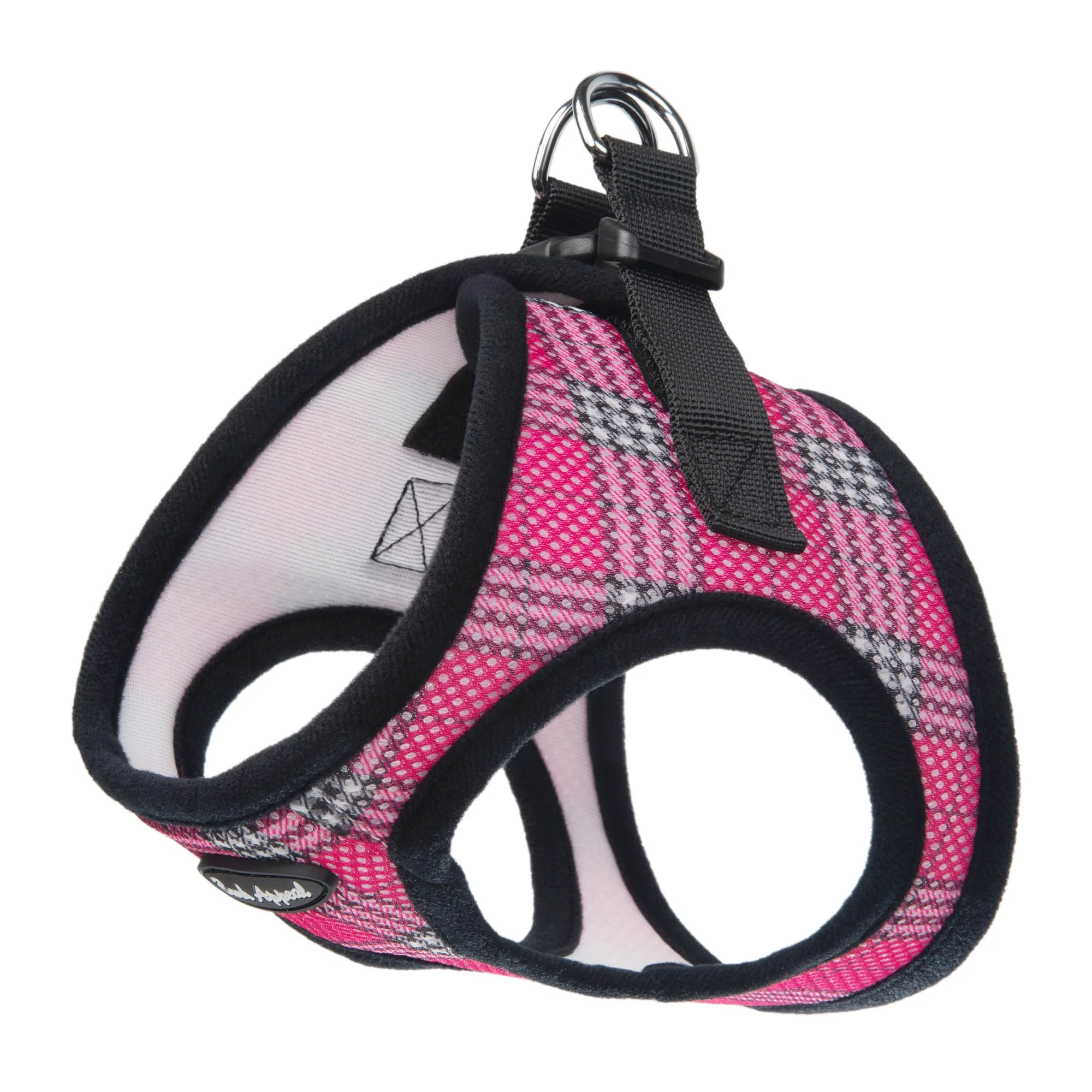Exceptional Bark Appeal Raspberry Plaid Step-In Harness XS for Small-Medium Dogs – Anti-Choke Vest Adjustable Strap High-Grade